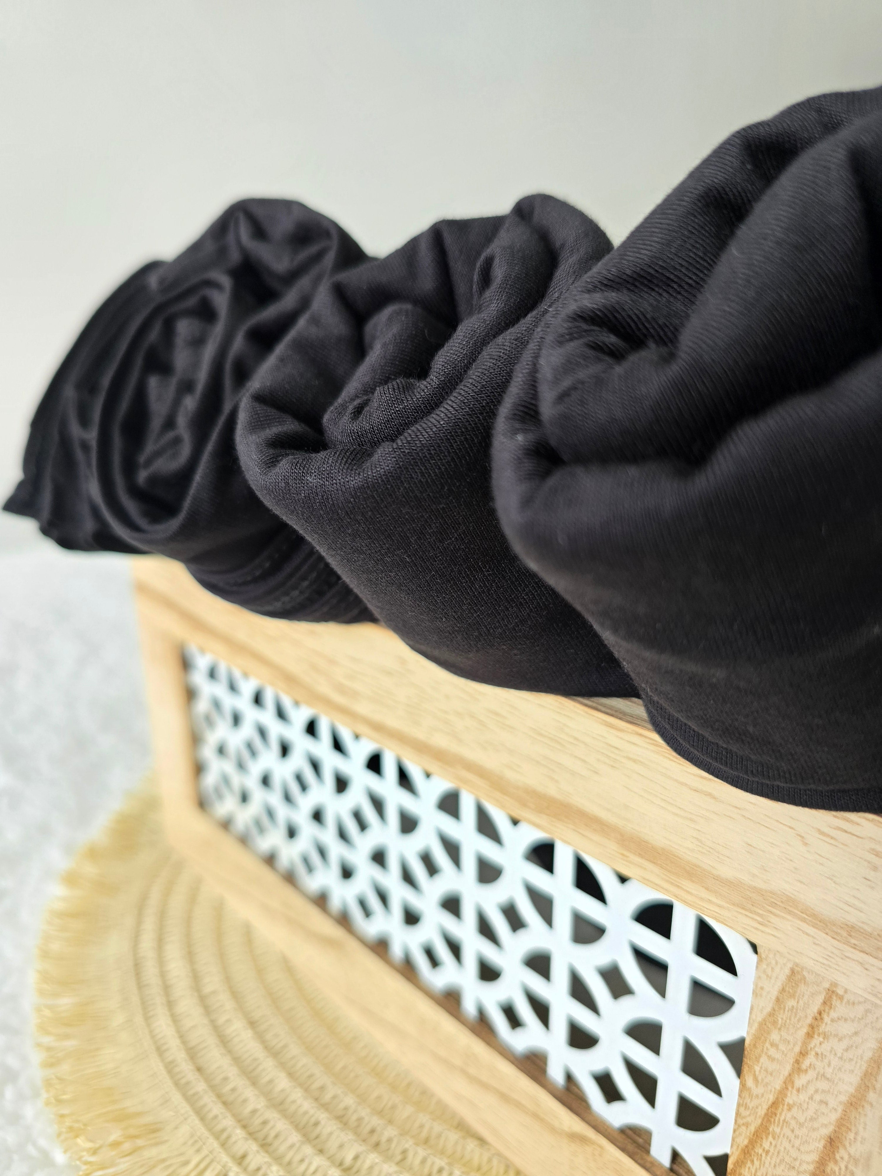 1pc Women's Premium Jersey Hijab Black, Solid Color Knitted Scarf, Jersey Hijab, Muslim Prayer Headwrap, Suitable For All Seasons