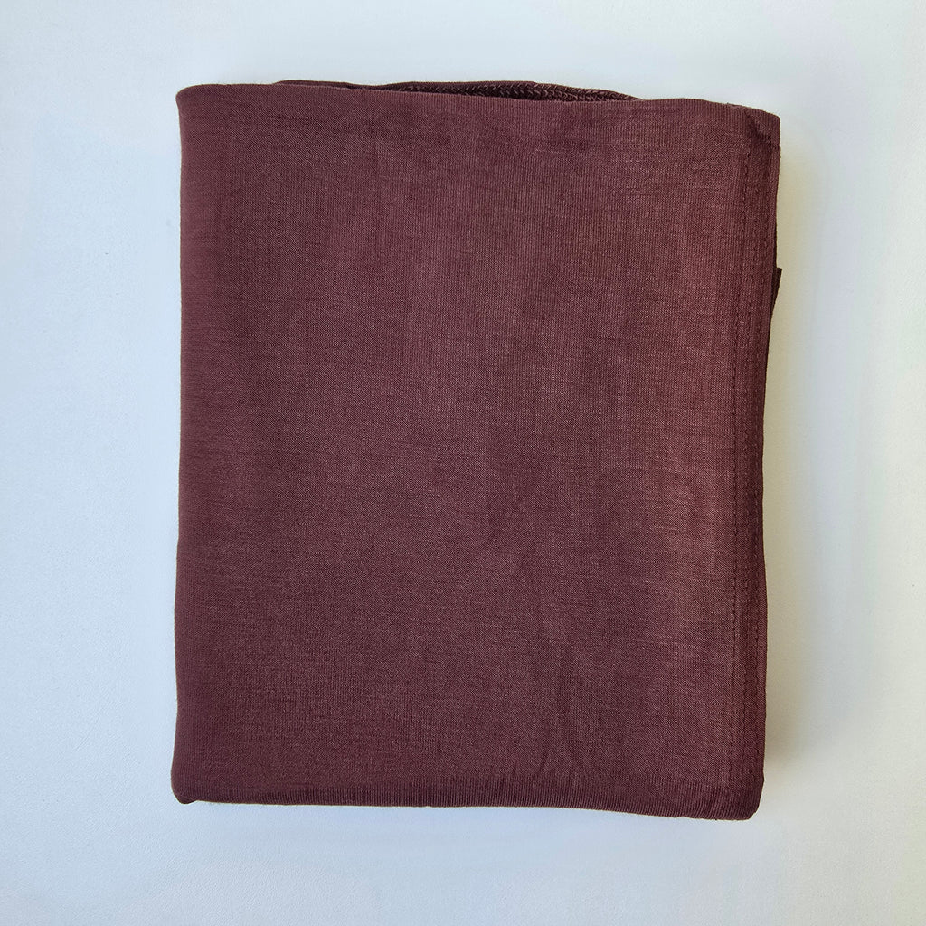 1pc Women's Premium Jersey Hijab Chocolate Cherry, Solid Colour Knitted Scarf, Jersey Hijab, Muslim Prayer Headwrap, Suitable For All Seasons