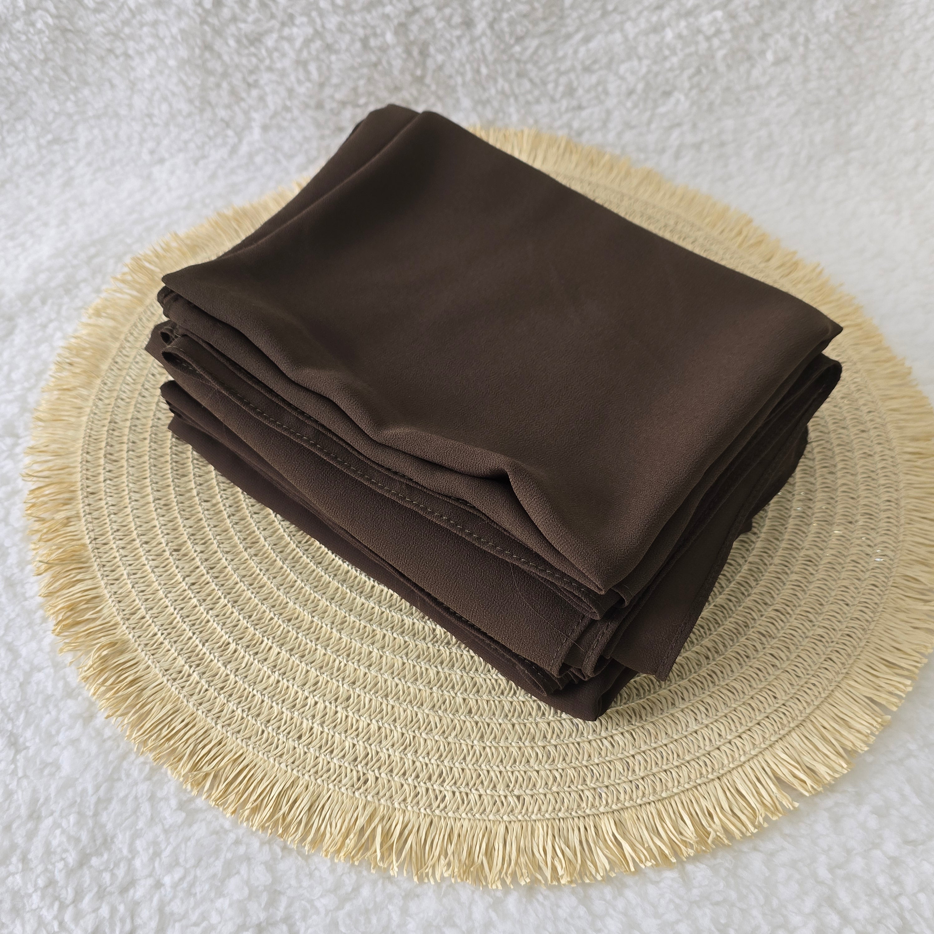 1pc Women's Chiffon Hijab Dark Chocolate, Solid Color Knitted Scarf, Chiffon Hijab, Muslim Prayer Headwrap, Suitable For All Seasons