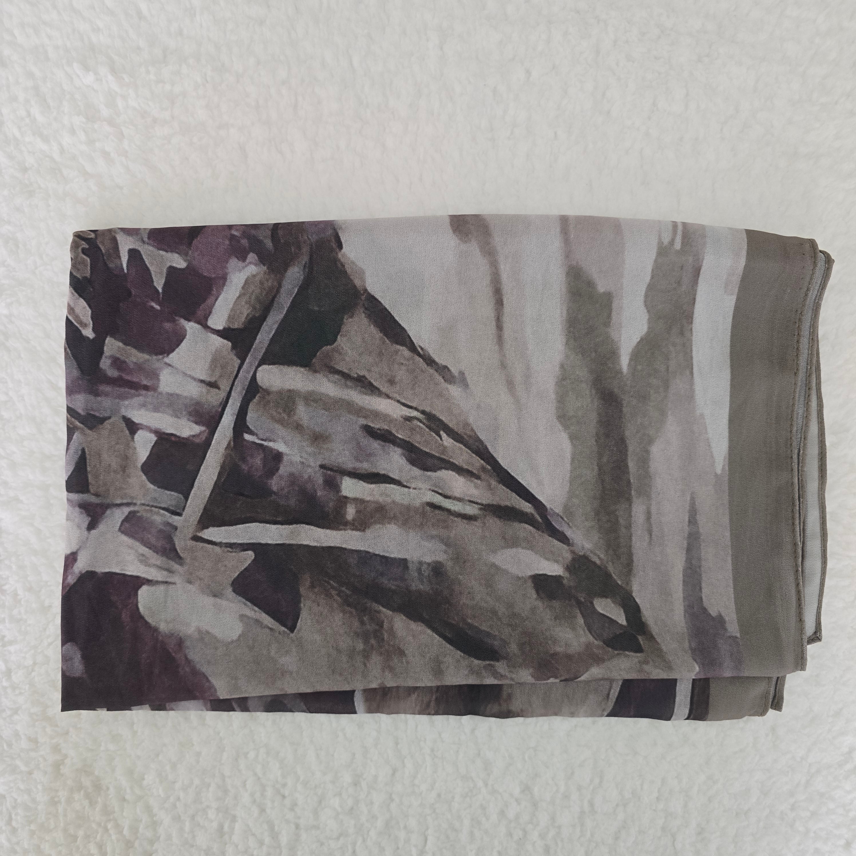 1pc Women's Printed Chiffon Hijab , Lightweight Soft Scarf, Elegant Muslim Headwrap, Breathable Modest Wear for All Seasons