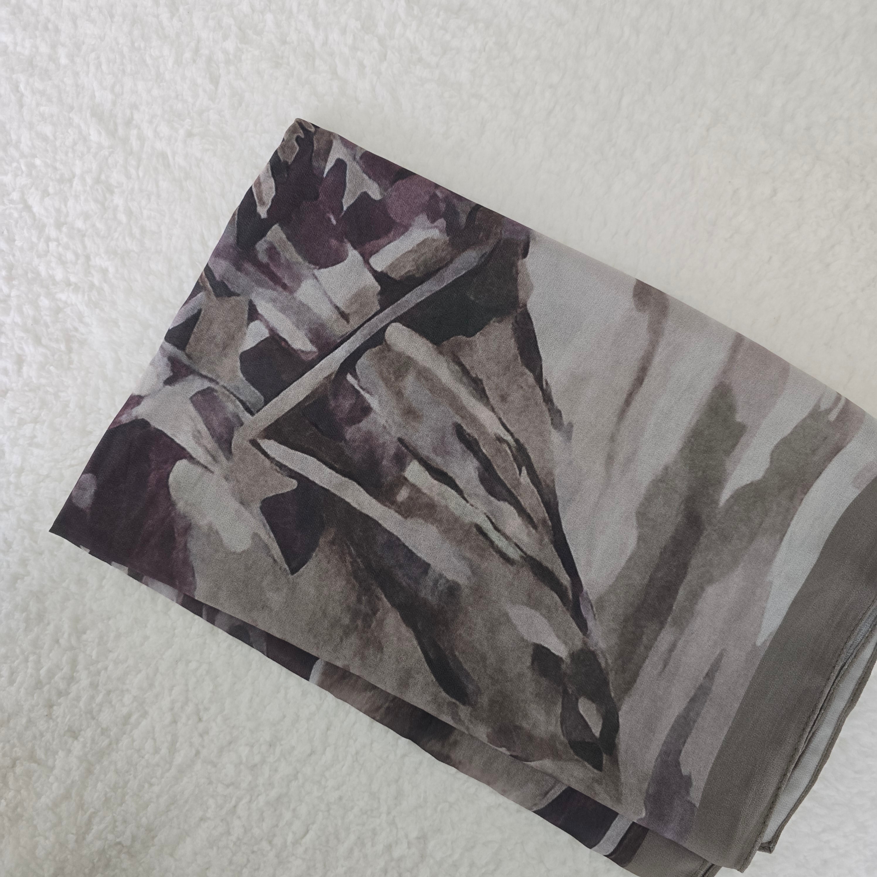 1pc Women's Printed Chiffon Hijab , Lightweight Soft Scarf, Elegant Muslim Headwrap, Breathable Modest Wear for All Seasons