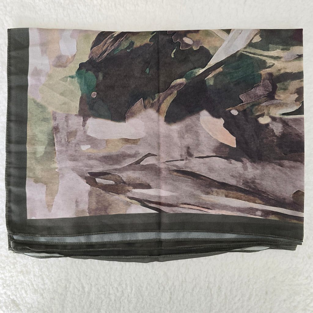 1pc Women's Printed Chiffon Hijab , Lightweight Soft Scarf, Elegant Muslim Headwrap, Breathable Modest Wear for All Seasons