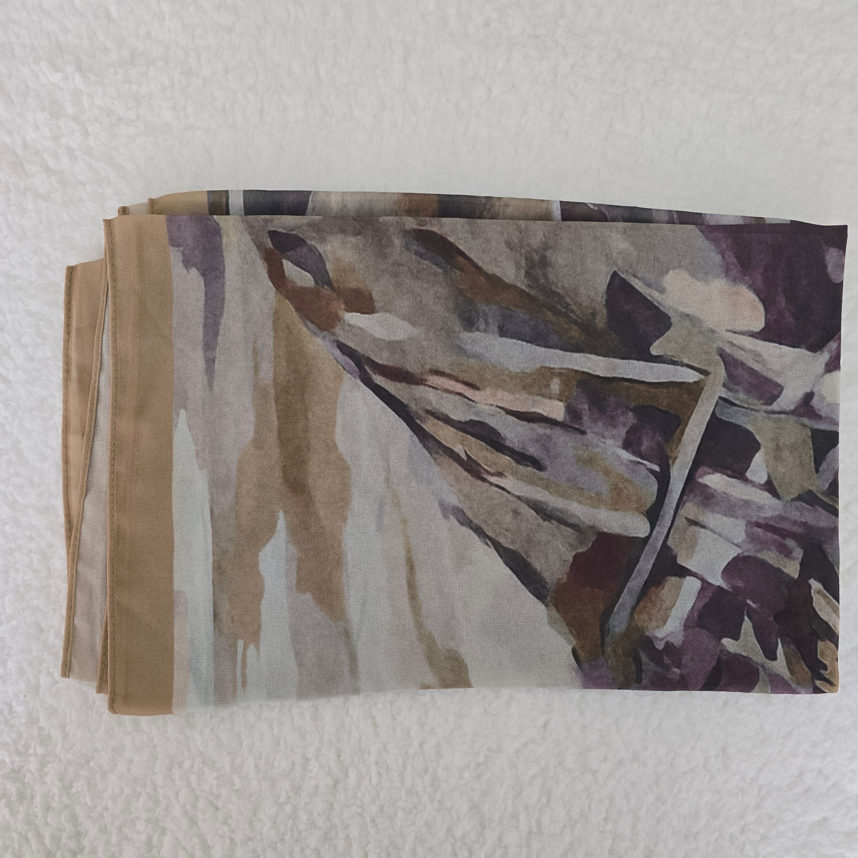 1pc Women's Printed Chiffon Hijab , Lightweight Soft Scarf, Elegant Muslim Headwrap, Breathable Modest Wear for All Seasons