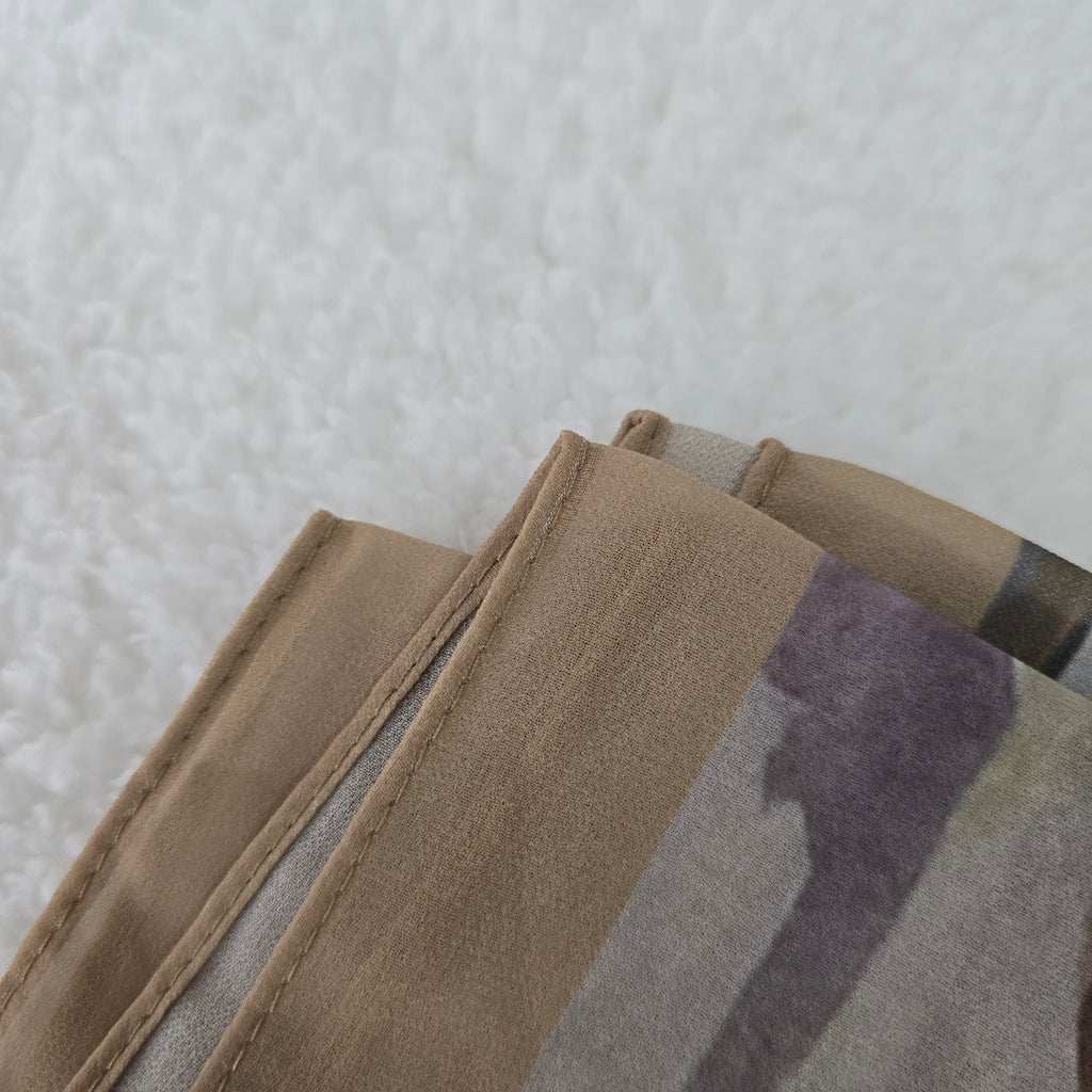 1pc Women's Printed Chiffon Hijab , Lightweight Soft Scarf, Elegant Muslim Headwrap, Breathable Modest Wear for All Seasons