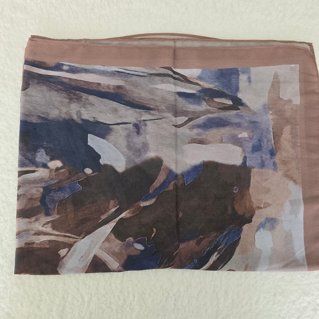 1pc Women's Printed Chiffon Hijab , Lightweight Soft Scarf, Elegant Muslim Headwrap, Breathable Modest Wear for All Seasons