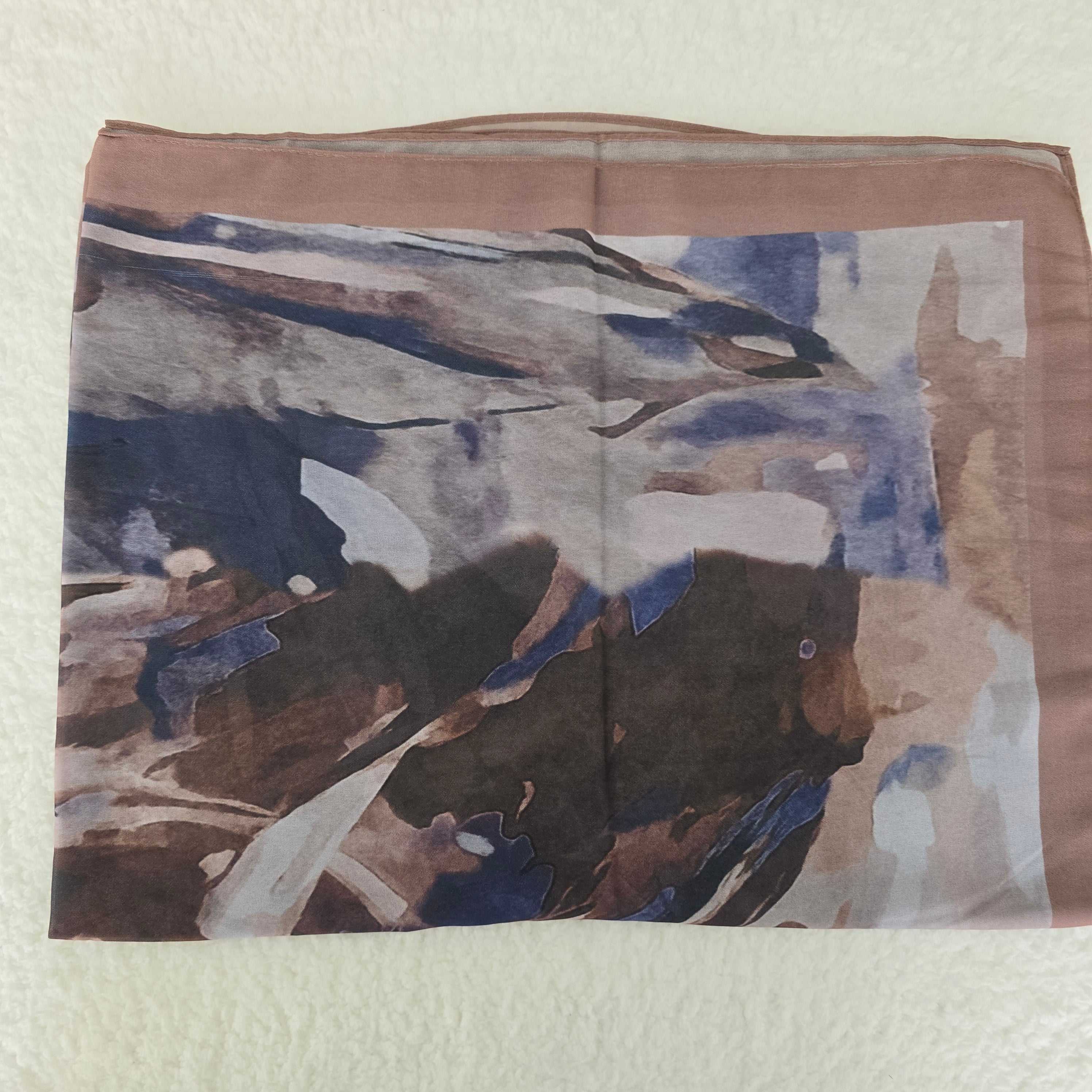 1pc Women's Printed Chiffon Hijab , Lightweight Soft Scarf, Elegant Muslim Headwrap, Breathable Modest Wear for All Seasons