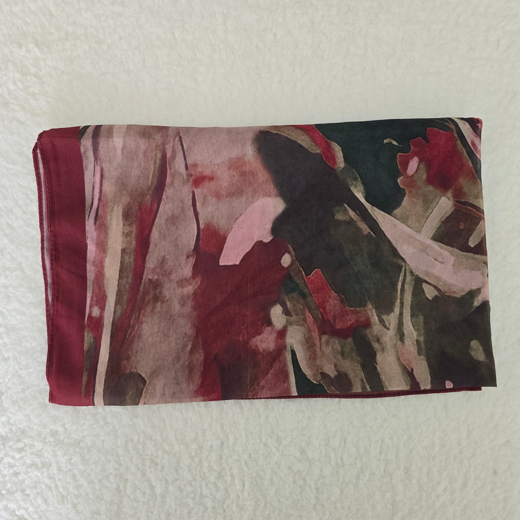 1pc Women's Printed Chiffon Hijab , Lightweight Soft Scarf, Elegant Muslim Headwrap, Breathable Modest Wear for All Seasons