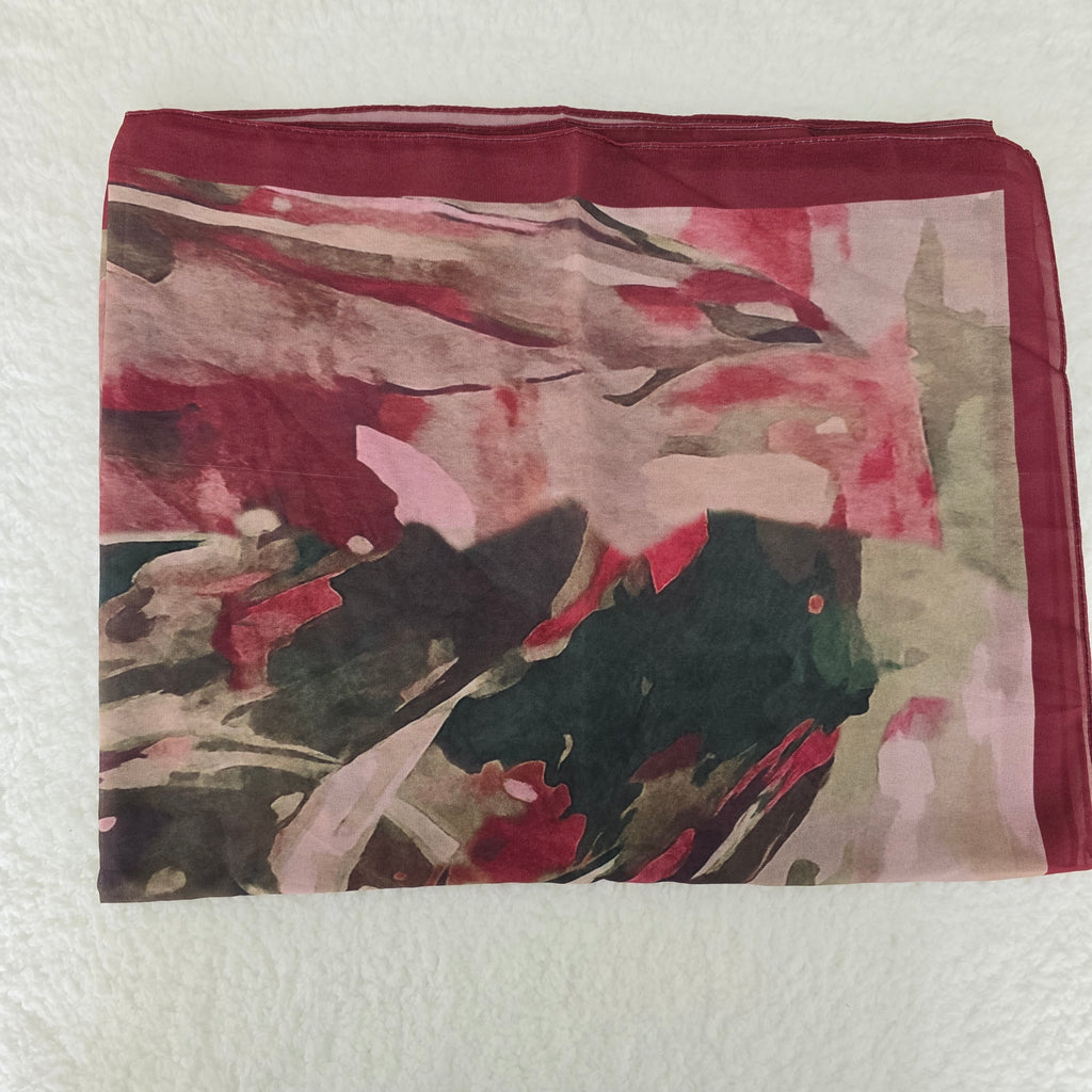 1pc Women's Printed Chiffon Hijab , Lightweight Soft Scarf, Elegant Muslim Headwrap, Breathable Modest Wear for All Seasons