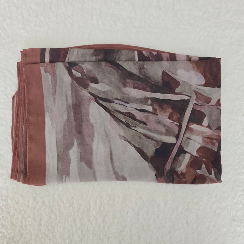 1pc Women's Printed Chiffon Hijab , Lightweight Soft Scarf, Elegant Muslim Headwrap, Breathable Modest Wear for All Seasons