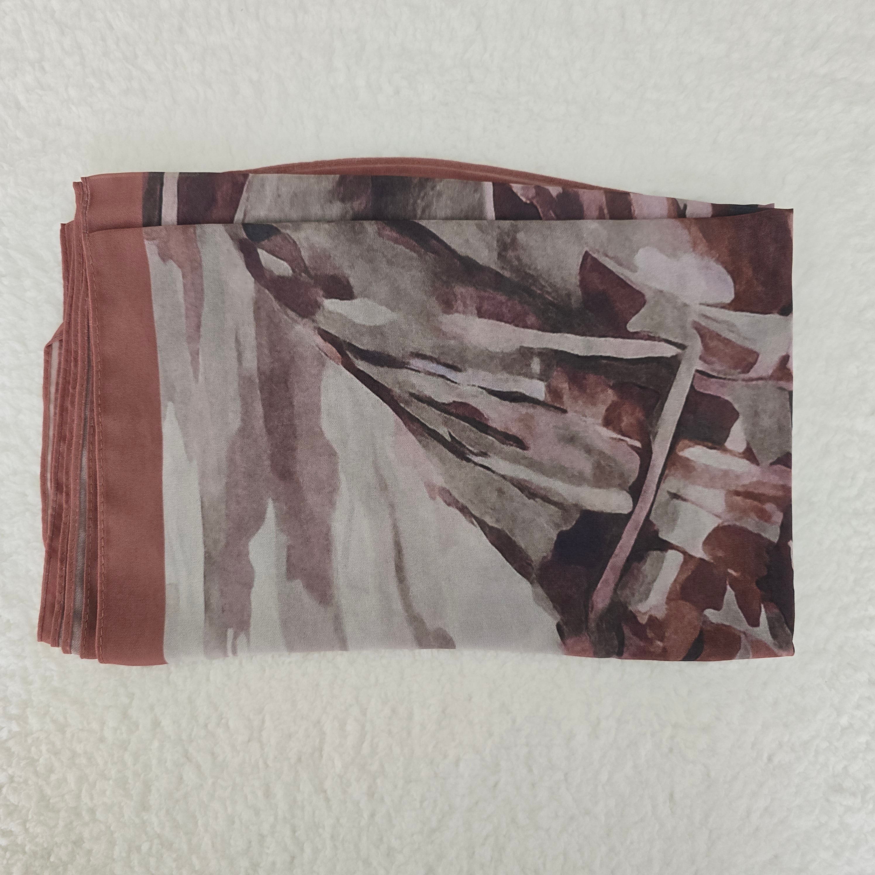 1pc Women's Printed Chiffon Hijab , Lightweight Soft Scarf, Elegant Muslim Headwrap, Breathable Modest Wear for All Seasons