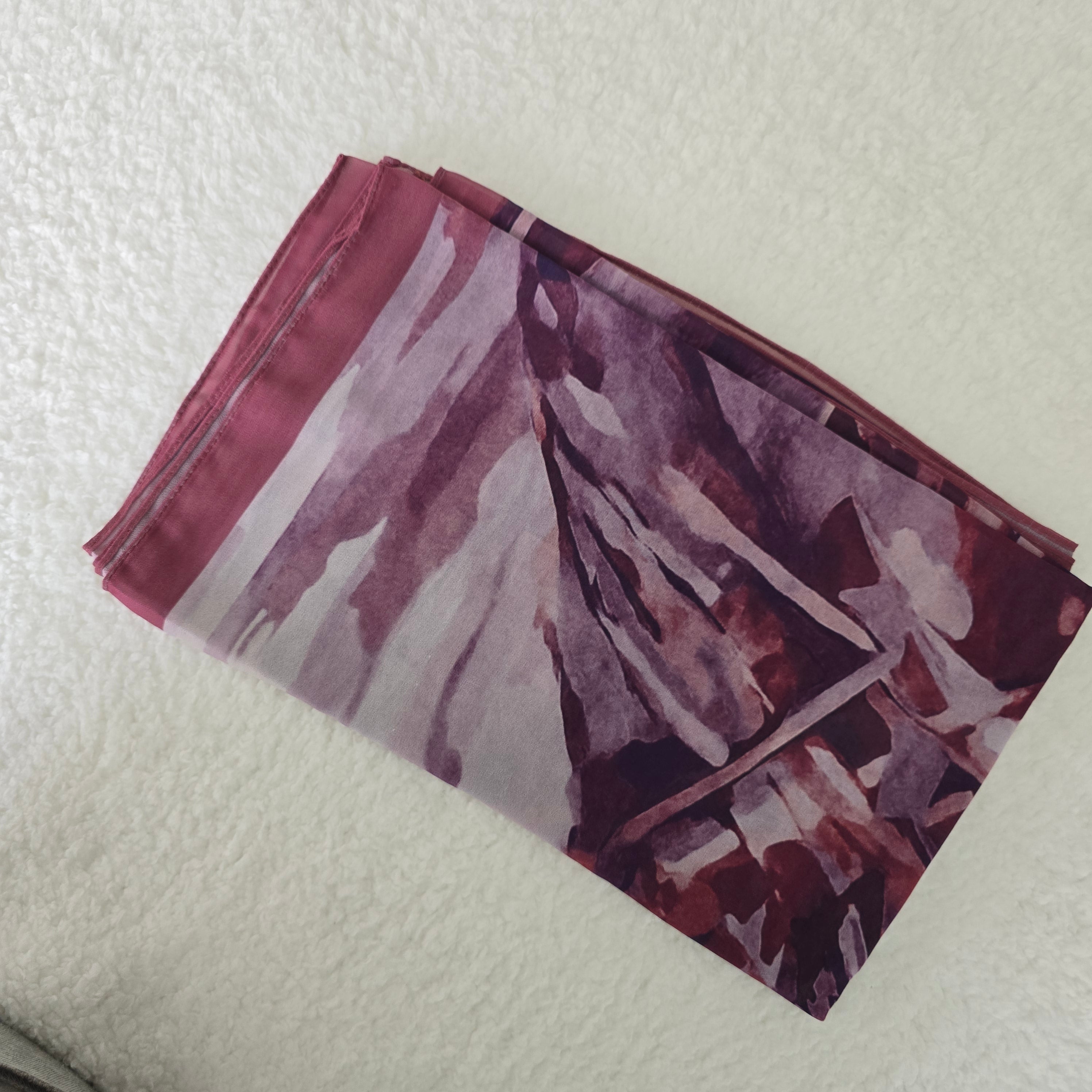 1pc Women's Printed Chiffon Hijab , Lightweight Soft Scarf, Elegant Muslim Headwrap, Breathable Modest Wear for All Seasons