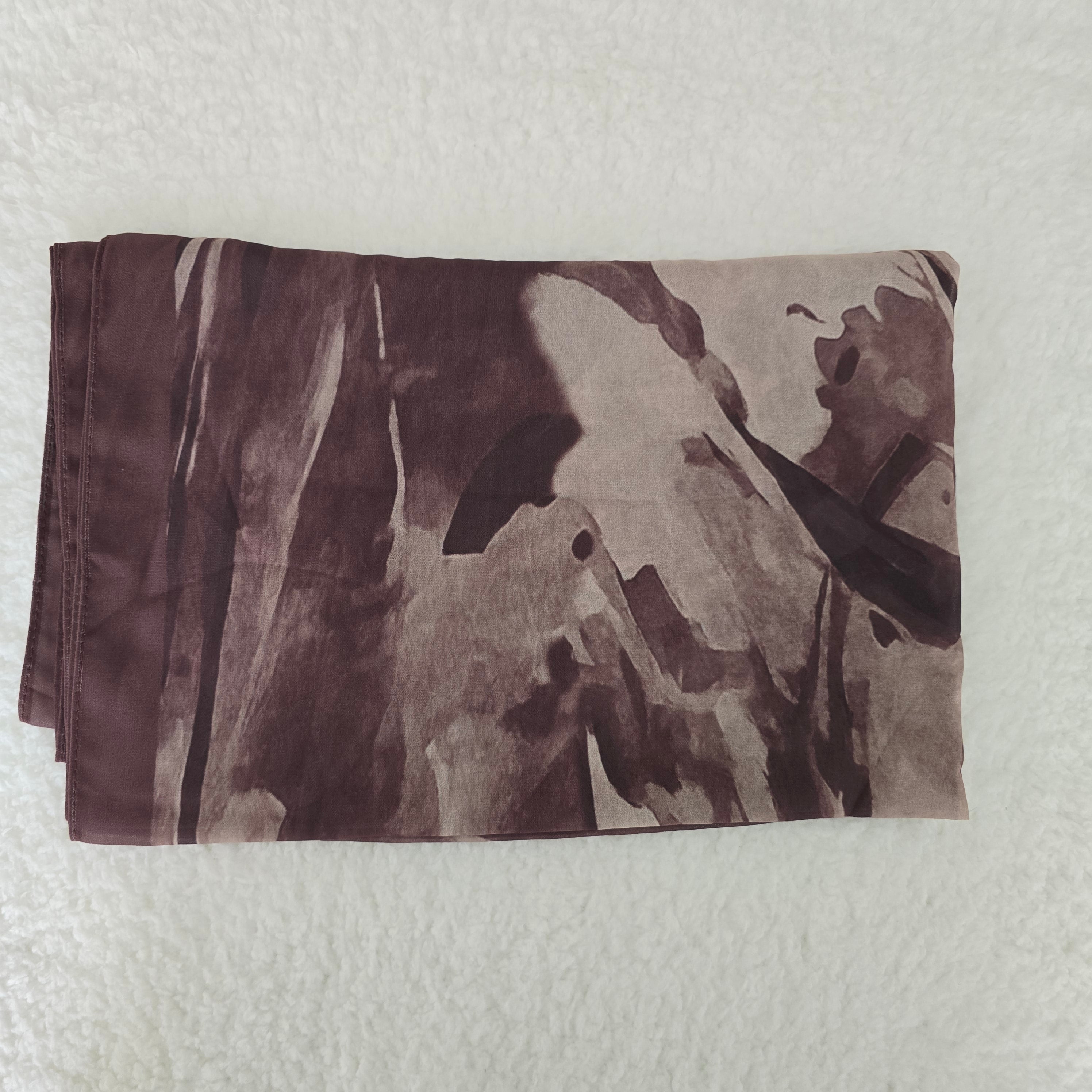 1pc Women's Printed Chiffon Hijab , Lightweight Soft Scarf, Elegant Muslim Headwrap, Breathable Modest Wear for All Seasons