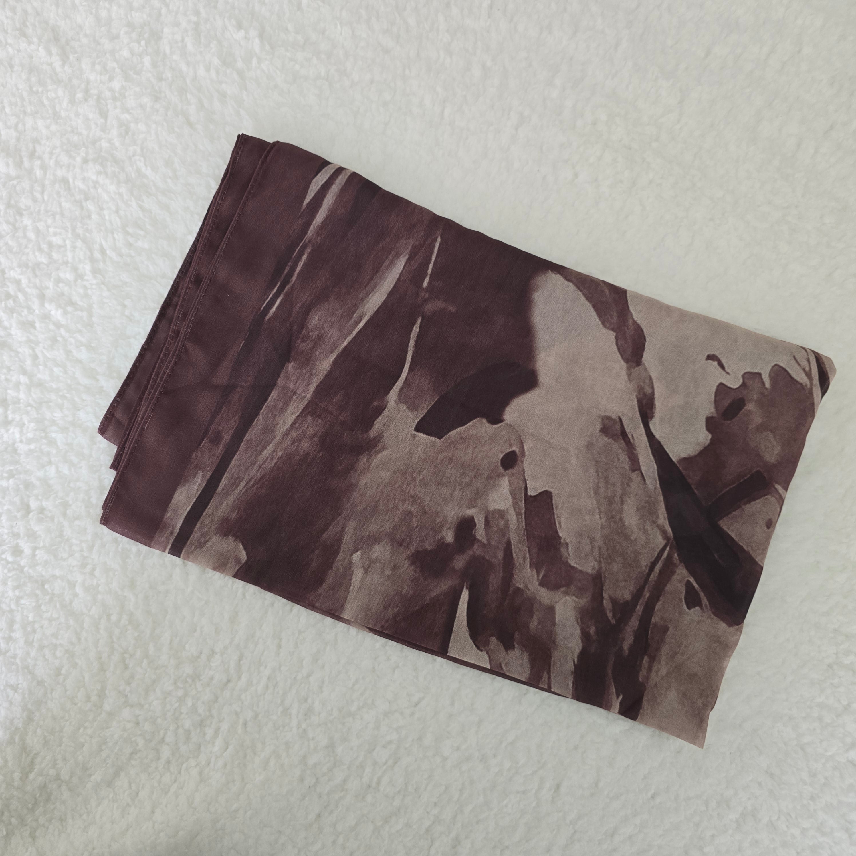 1pc Women's Printed Chiffon Hijab , Lightweight Soft Scarf, Elegant Muslim Headwrap, Breathable Modest Wear for All Seasons