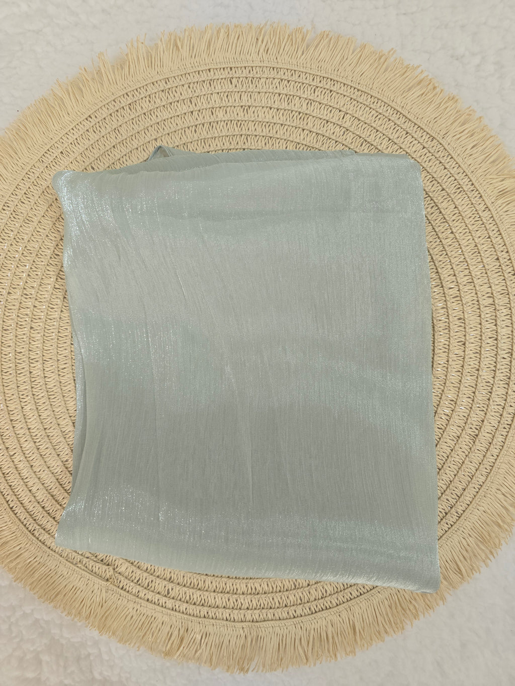 1pc Premium Crystal Green Shimmer Hijab – Smooth, Shiny, Elegant Headscarf for Women | Elanee Modest