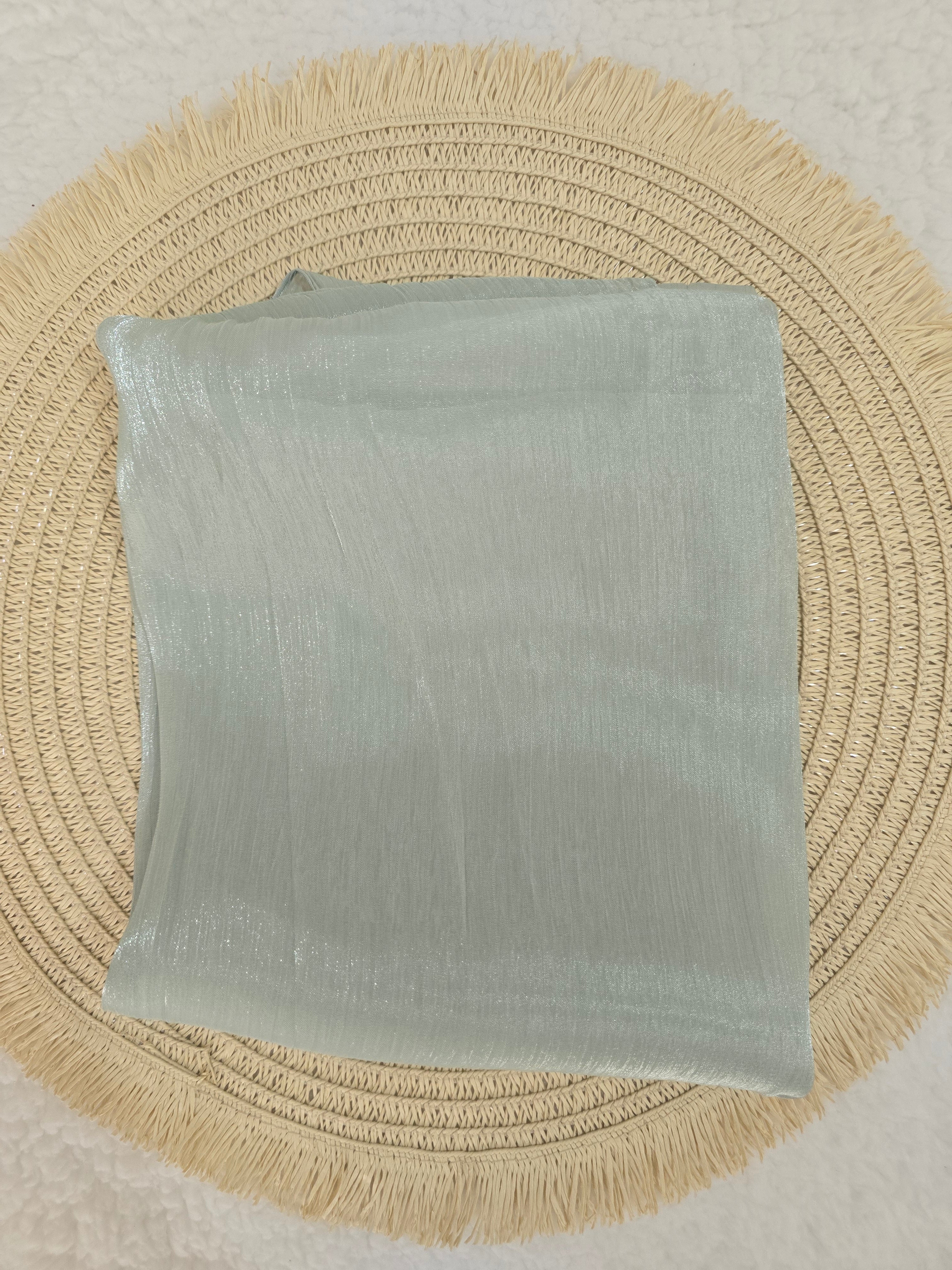 1pc Premium Crystal Green Shimmer Hijab – Smooth, Shiny, Elegant Headscarf for Women | Elanee Modest