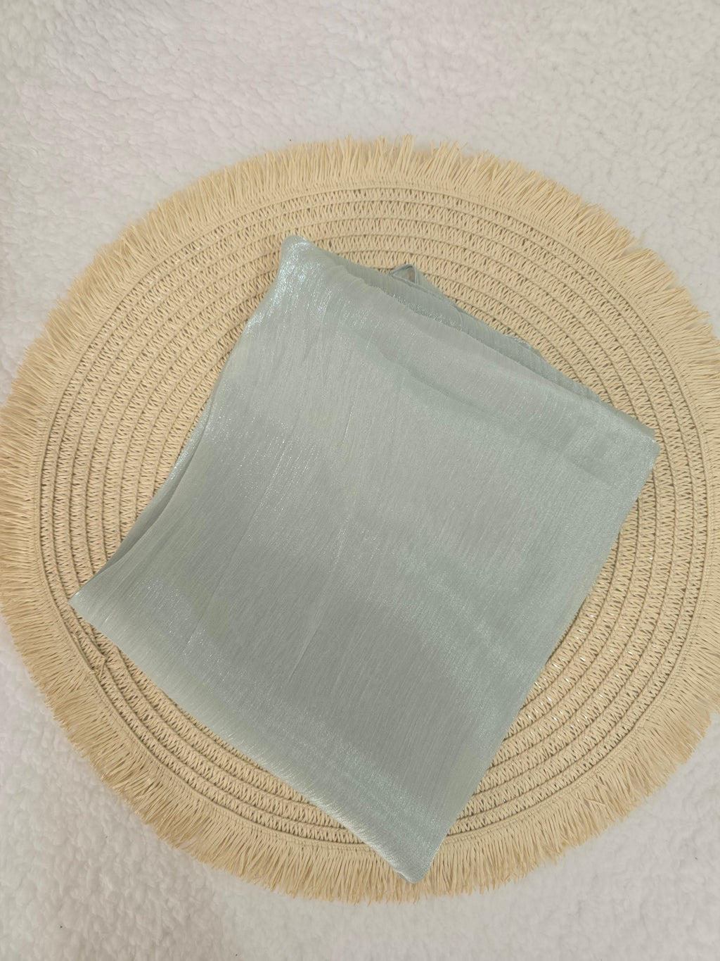 1pc Premium Crystal Green Shimmer Hijab – Smooth, Shiny, Elegant Headscarf for Women | Elanee Modest