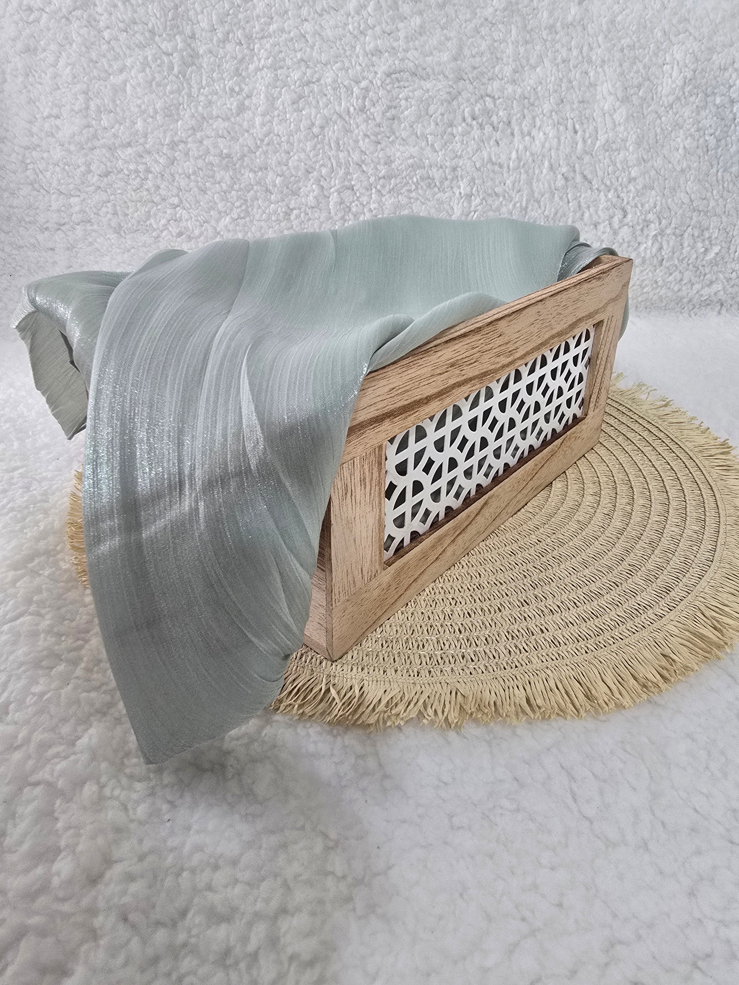 1pc Premium Crystal Green Shimmer Hijab – Smooth, Shiny, Elegant Headscarf for Women | Elanee Modest