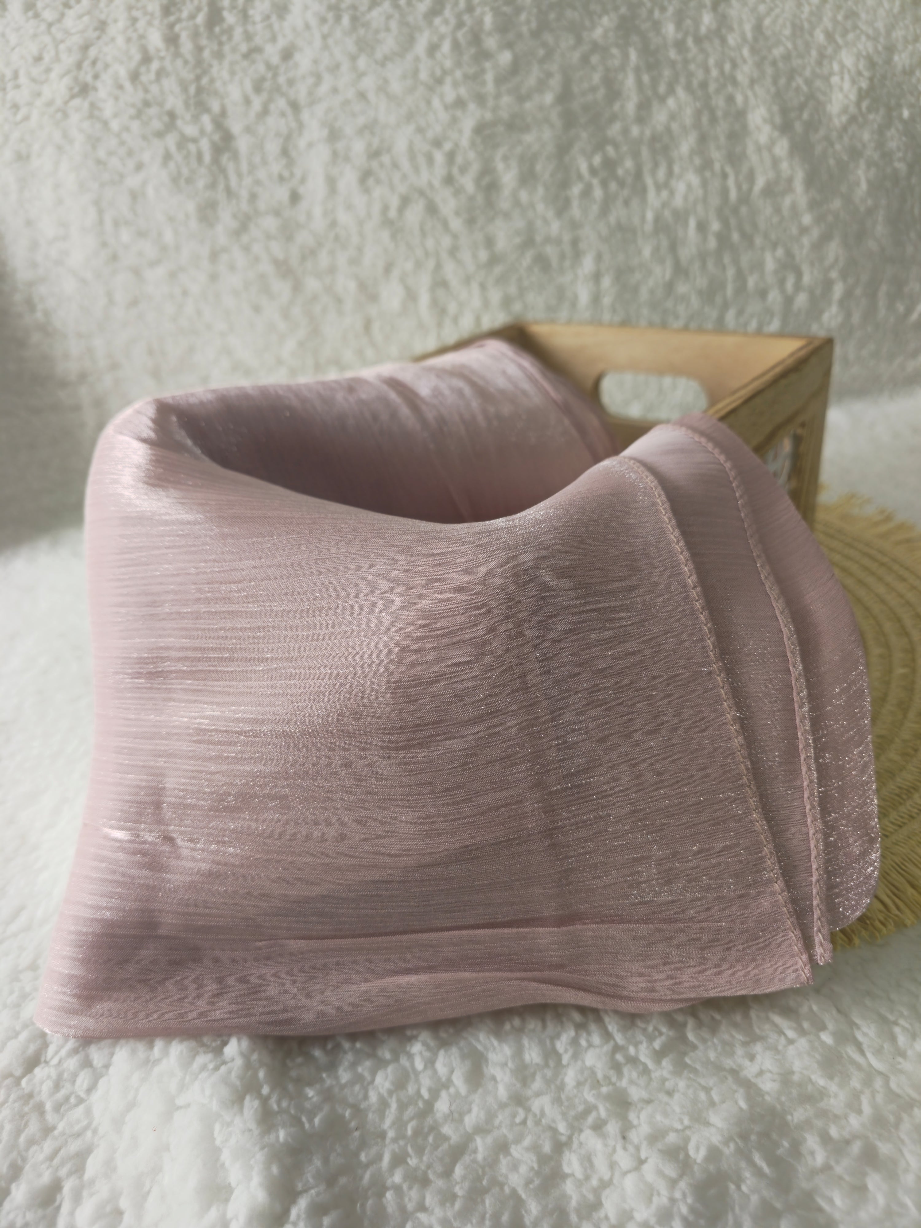1pc Premium Blush Pink Shimmer Satin Hijab – Smooth, Shiny, Elegant Headscarf for Women | Elanee Modest