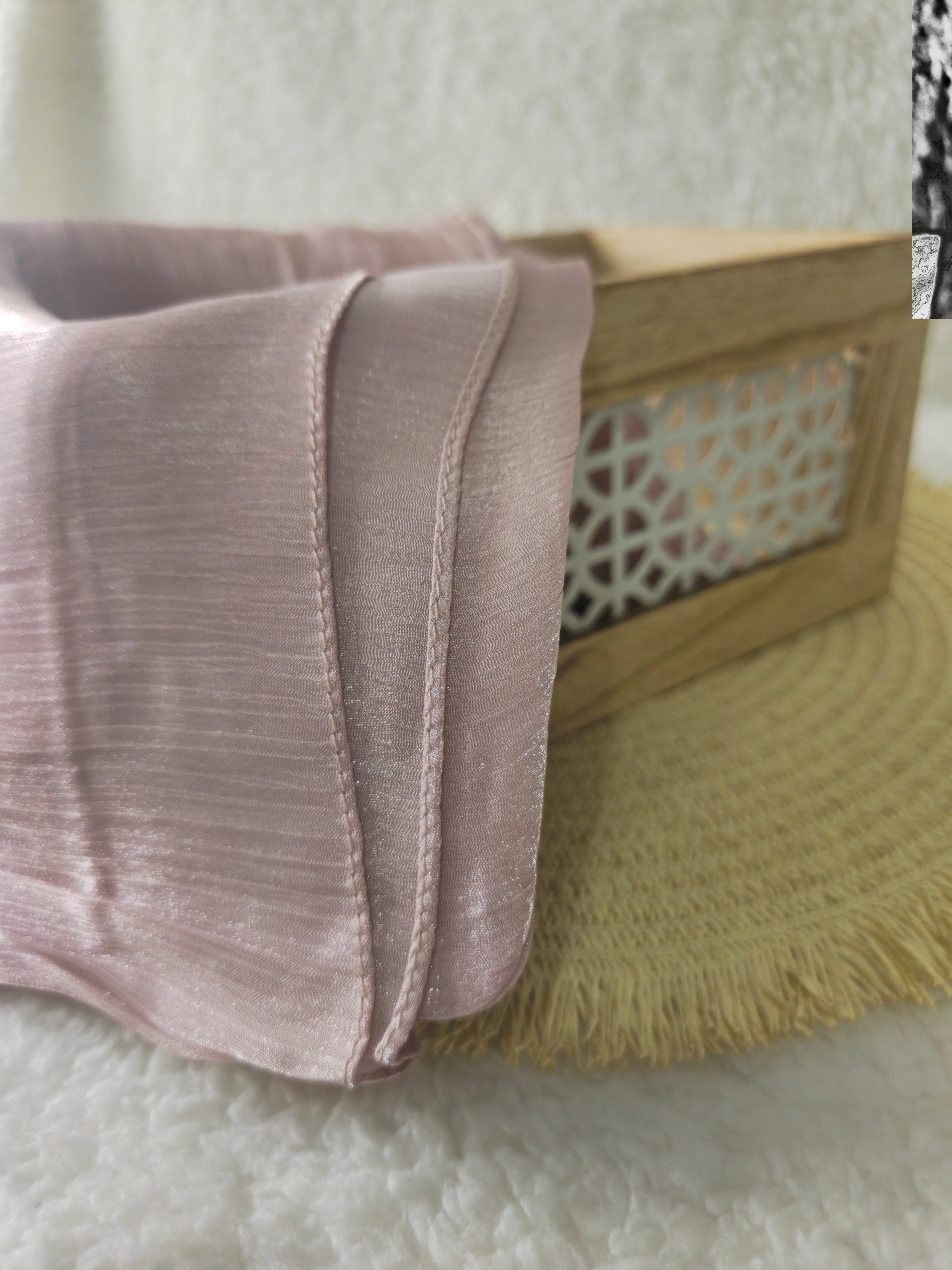 1pc Premium Blush Pink Shimmer Satin Hijab – Smooth, Shiny, Elegant Headscarf for Women | Elanee Modest