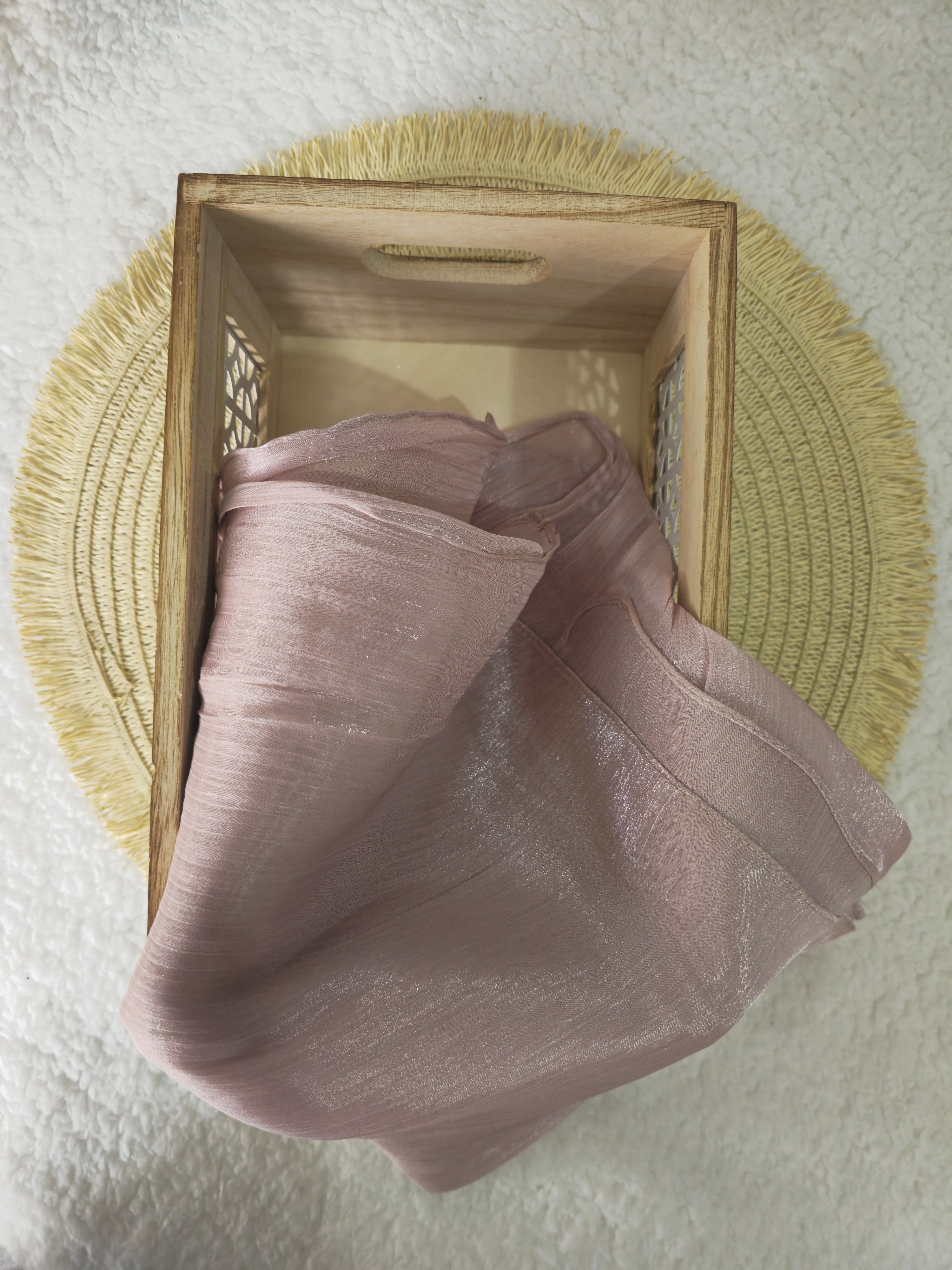 1pc Premium Blush Pink Shimmer Satin Hijab – Smooth, Shiny, Elegant Headscarf for Women | Elanee Modest