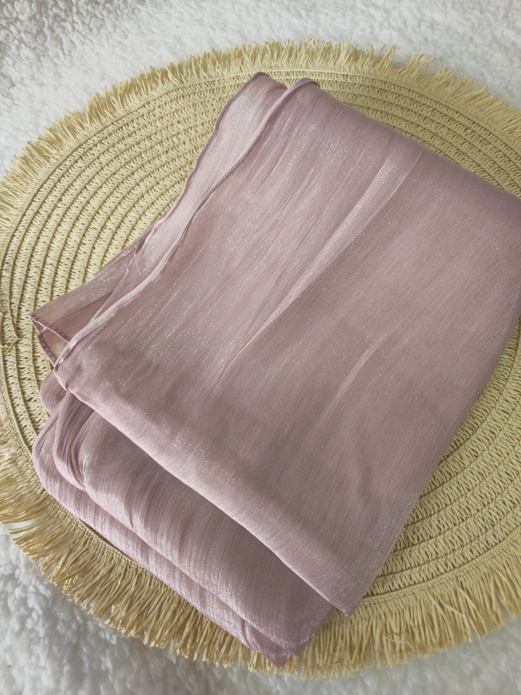 1pc Premium Blush Pink Shimmer Satin Hijab – Smooth, Shiny, Elegant Headscarf for Women | Elanee Modest