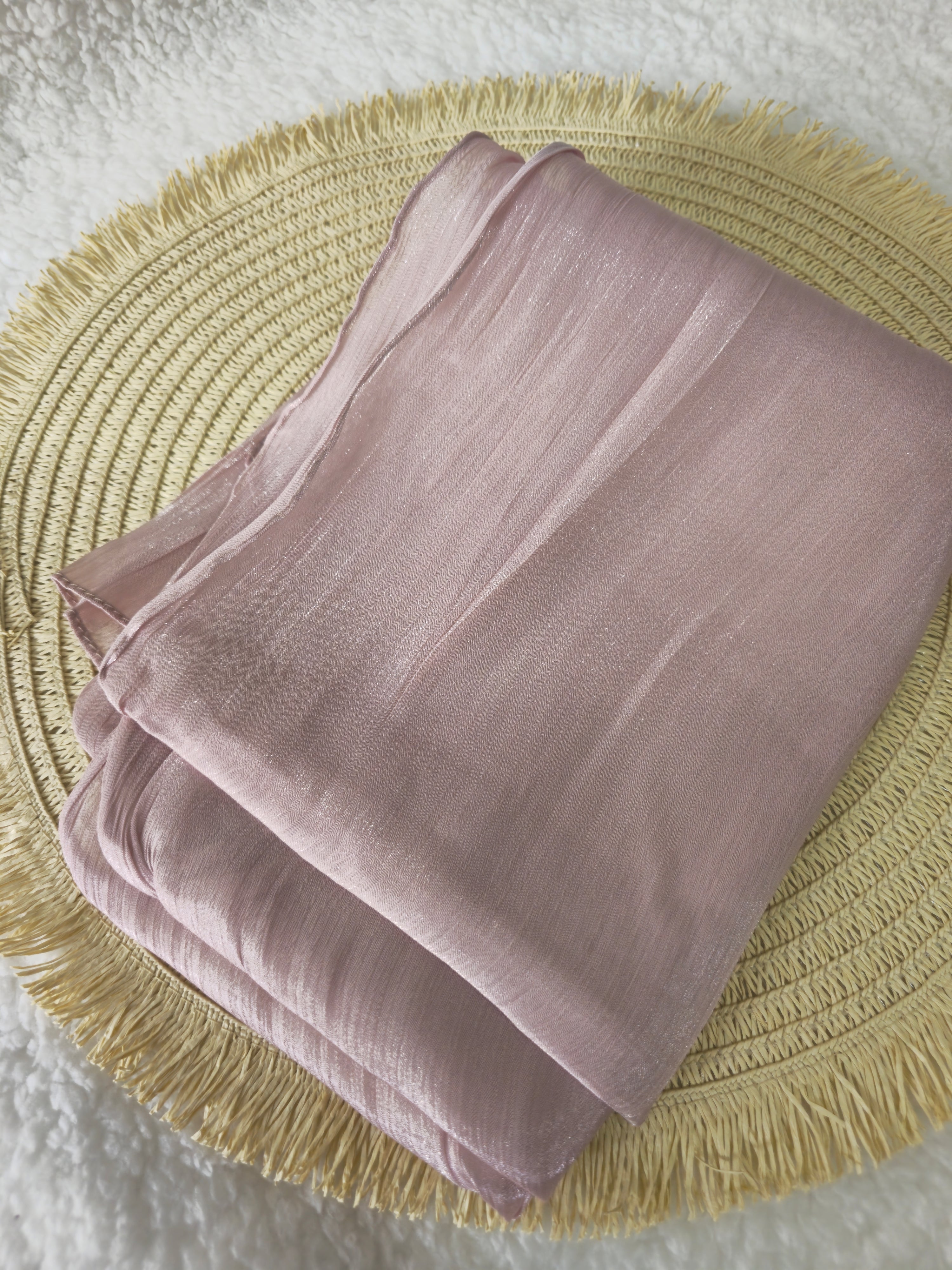 1pc Premium Blush Pink Shimmer Satin Hijab – Smooth, Shiny, Elegant Headscarf for Women | Elanee Modest