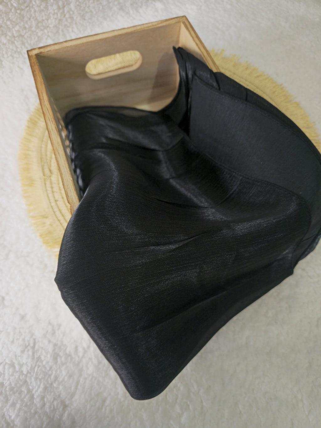 1pc Premium Black Shimmer Satin Hijab – Smooth, Shiny, Elegant Headscarf for Women | Elanee Modest