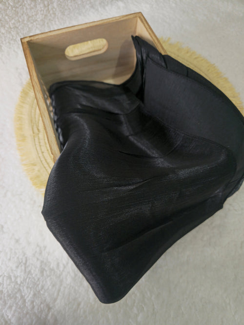1pc Premium Black Shimmer Satin Hijab – Smooth, Shiny, Elegant Headscarf for Women | Elanee Modest