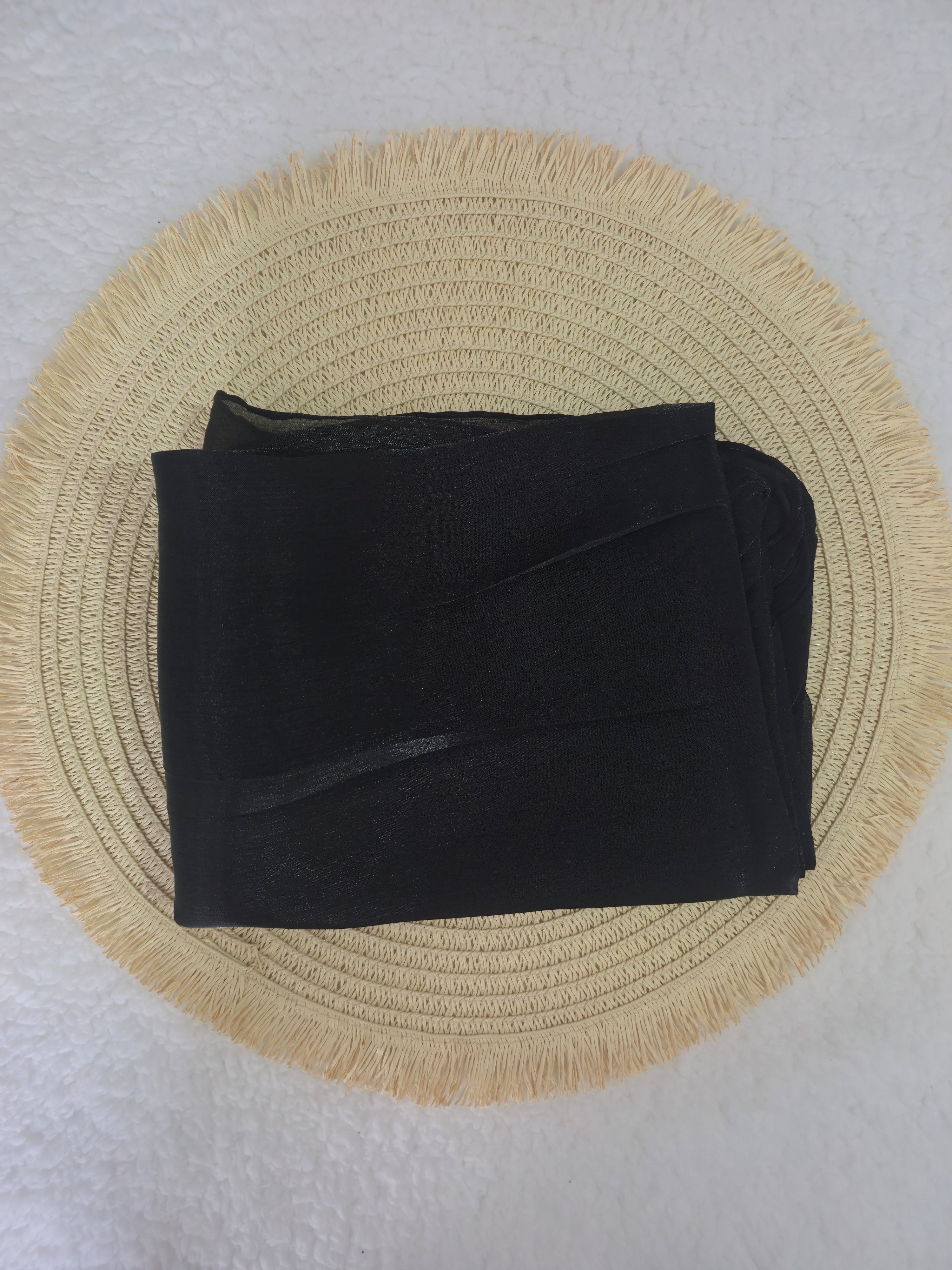 1pc Premium Black Shimmer Satin Hijab – Smooth, Shiny, Elegant Headscarf for Women | Elanee Modest