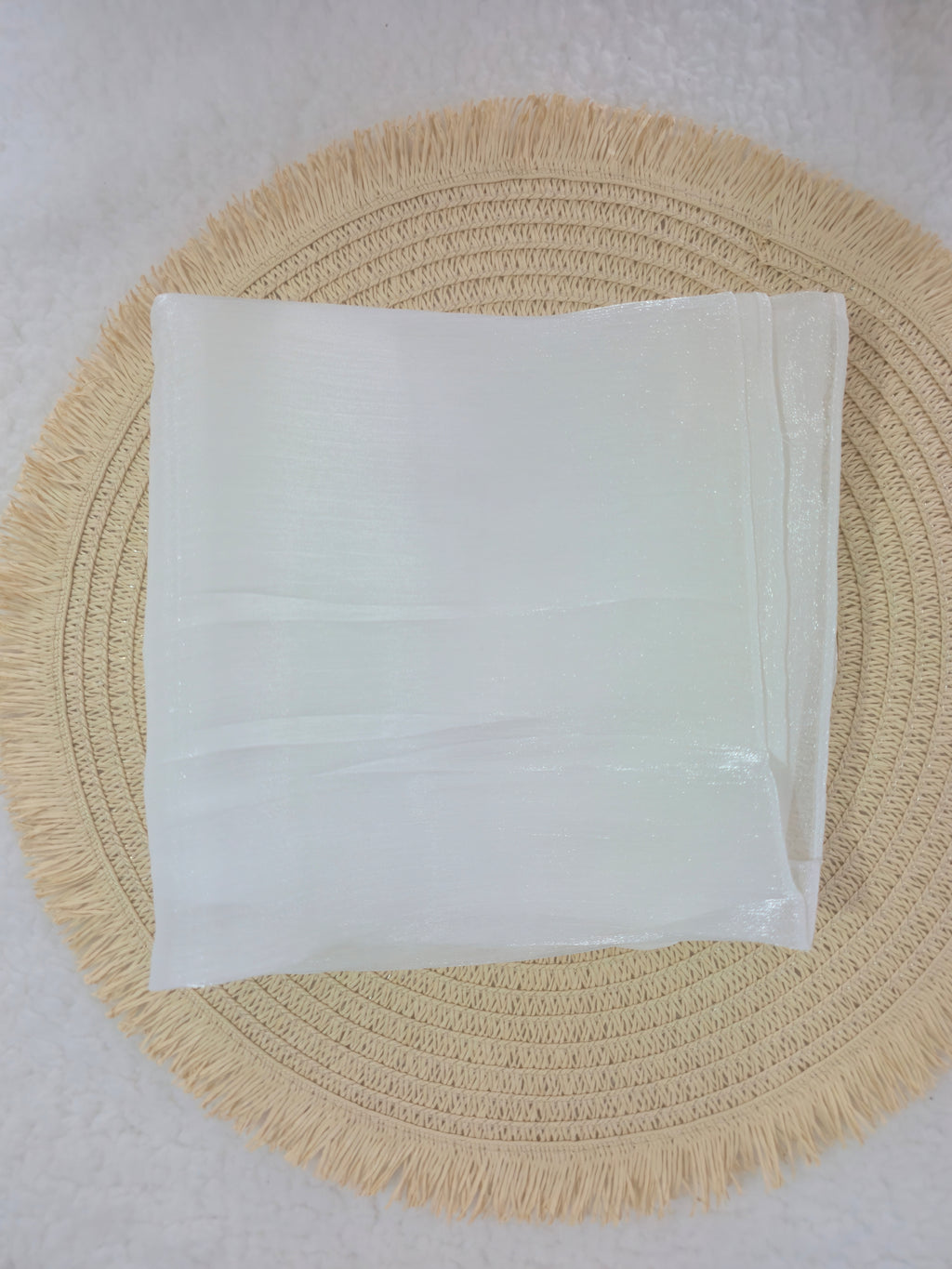 1pc Premium White Shimmer Satin Hijab – Smooth, Shiny, Elegant Headscarf for Women | Elanee Modest