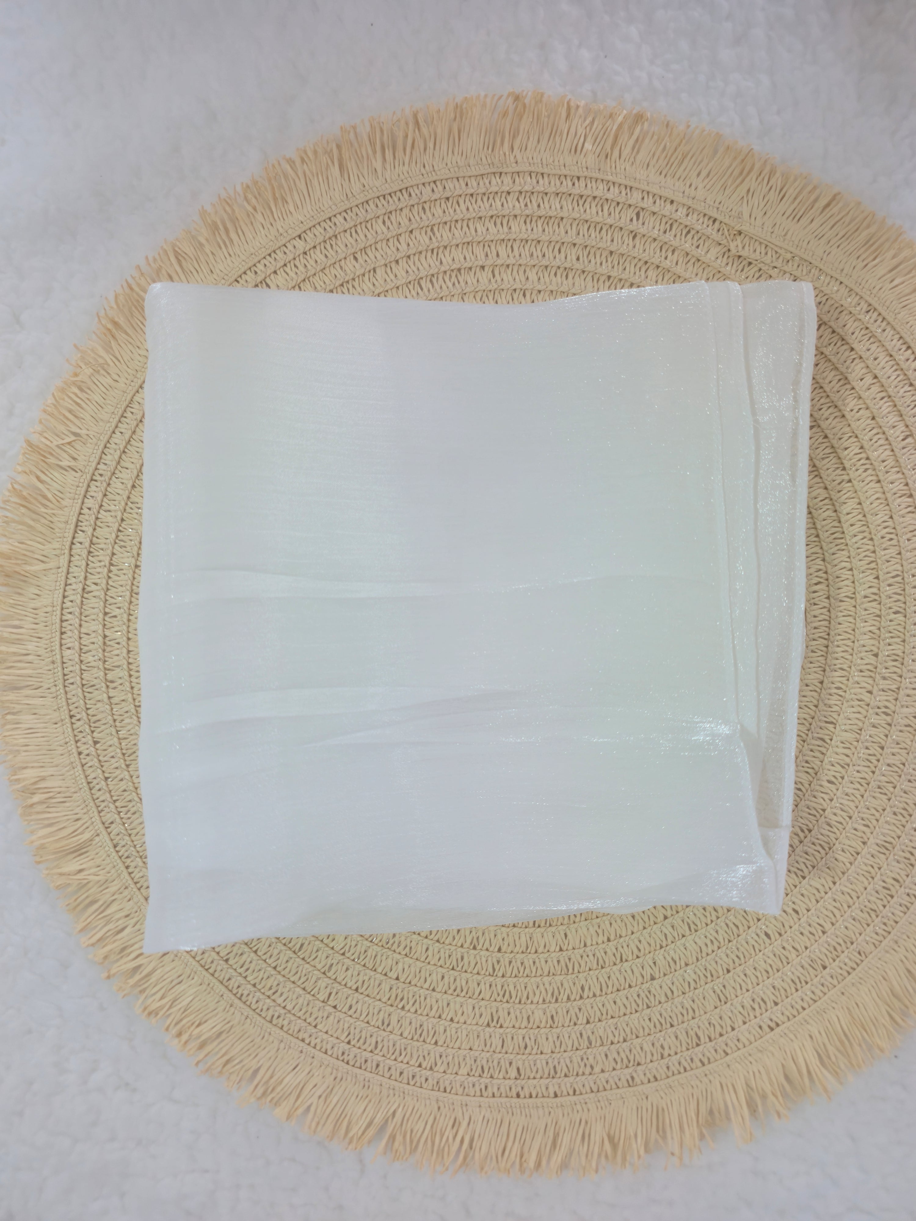 1pc Premium White Shimmer Satin Hijab – Smooth, Shiny, Elegant Headscarf for Women | Elanee Modest