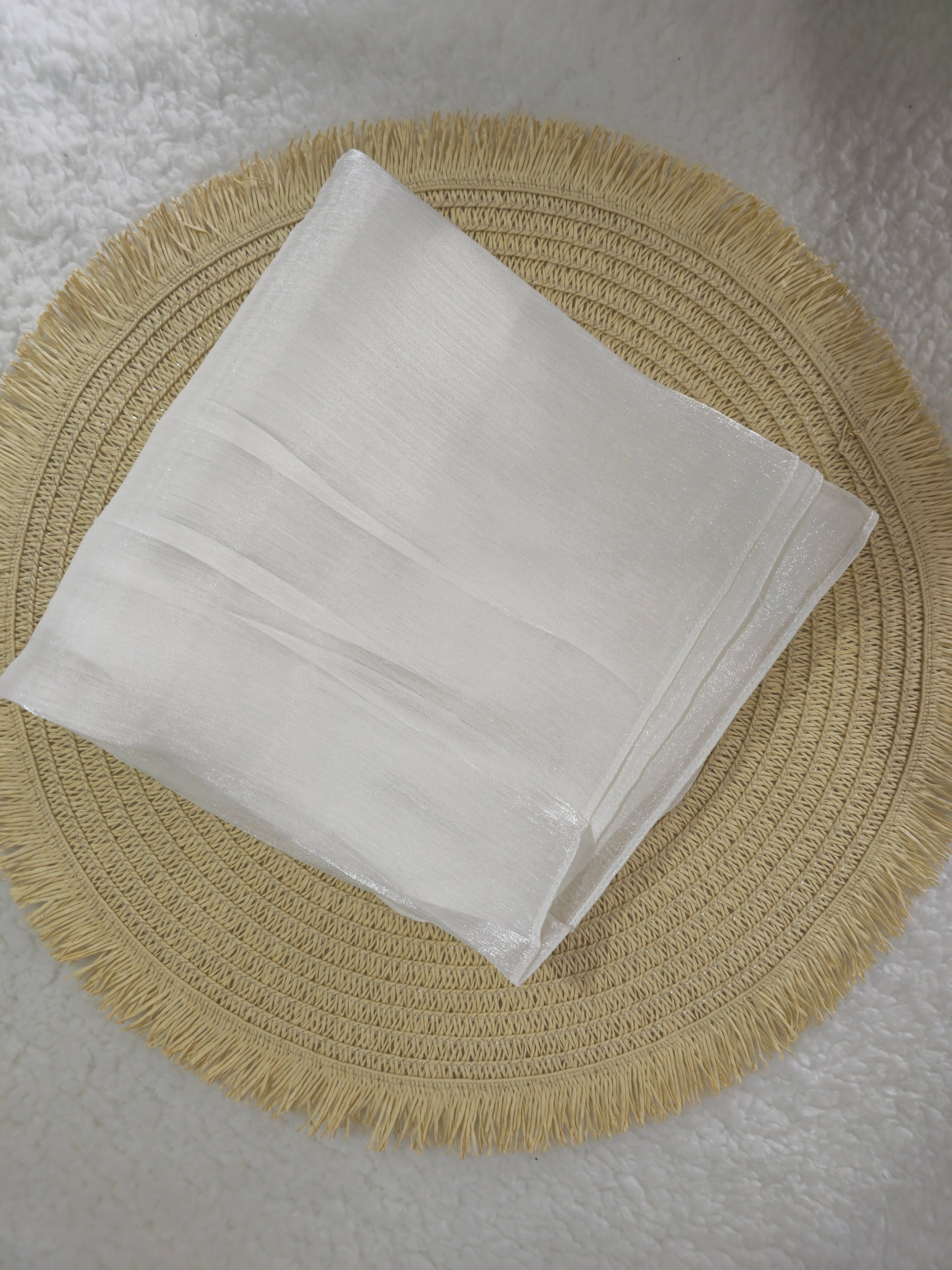 1pc Premium White Shimmer Satin Hijab – Smooth, Shiny, Elegant Headscarf for Women | Elanee Modest