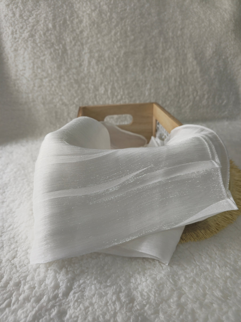 1pc Premium White Shimmer Satin Hijab – Smooth, Shiny, Elegant Headscarf for Women | Elanee Modest