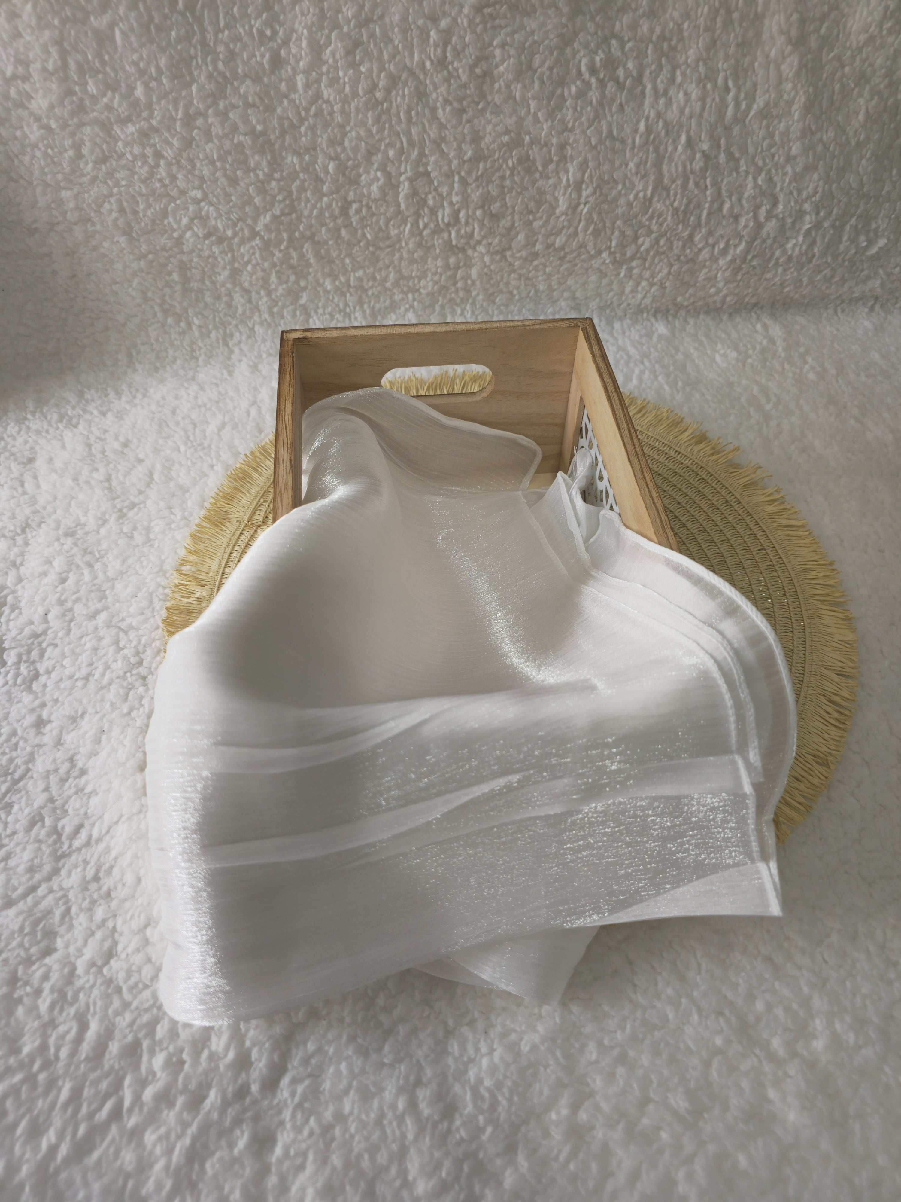 1pc Premium White Shimmer Satin Hijab – Smooth, Shiny, Elegant Headscarf for Women | Elanee Modest