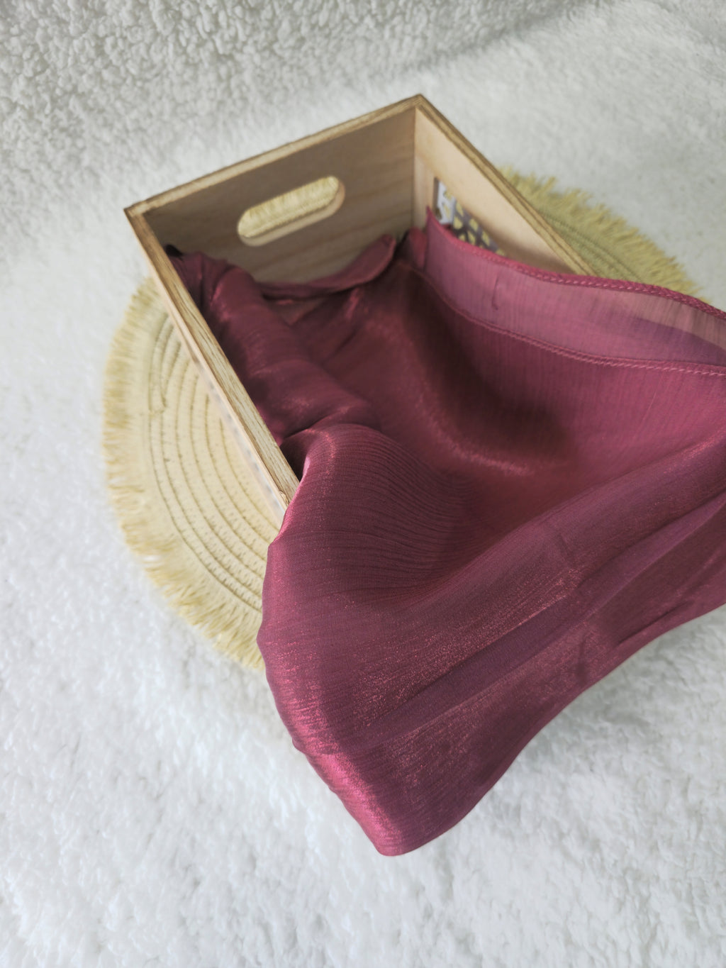 1pc Premium Maroon Shimmer Satin Hijab – Smooth, Shiny, Elegant Headscarf for Women | Elanee Modest