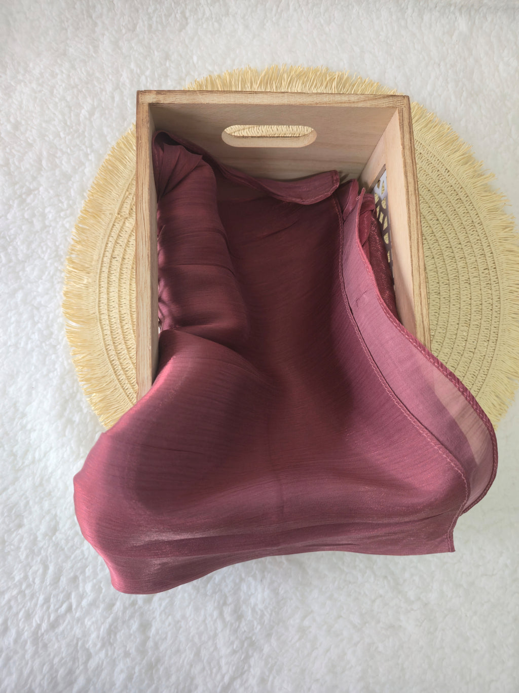 1pc Premium Maroon Shimmer Satin Hijab – Smooth, Shiny, Elegant Headscarf for Women | Elanee Modest