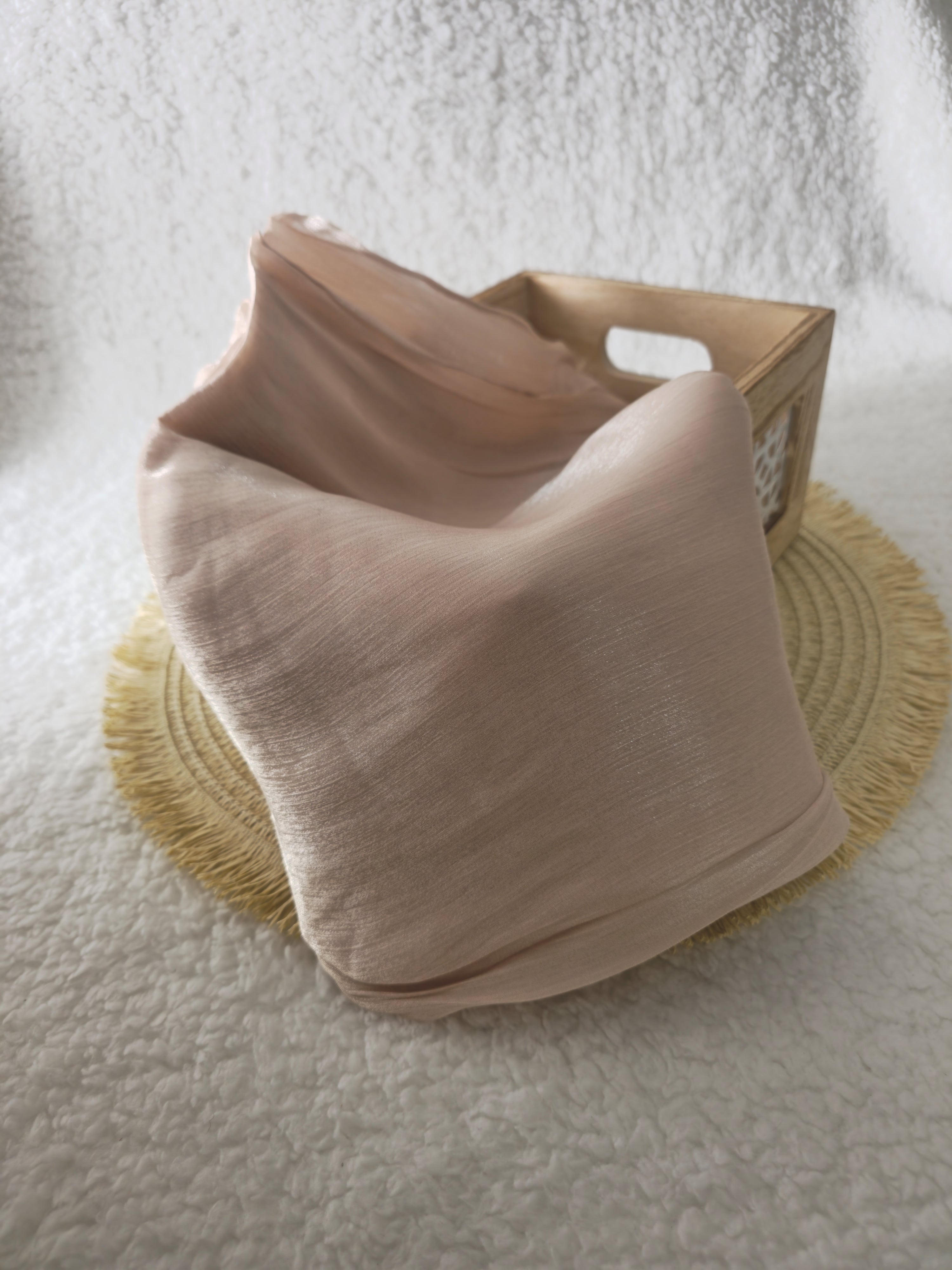 1pc Premium Rose Gold Shimmer Satin Hijab – Smooth, Shiny, Elegant Headscarf for Women | Elanee Modest