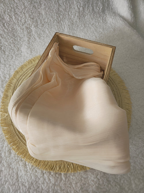 1pc Premium Cream Shimmer Satin Hijab – Smooth, Shiny, Elegant Headscarf for Women | Elanee Modest