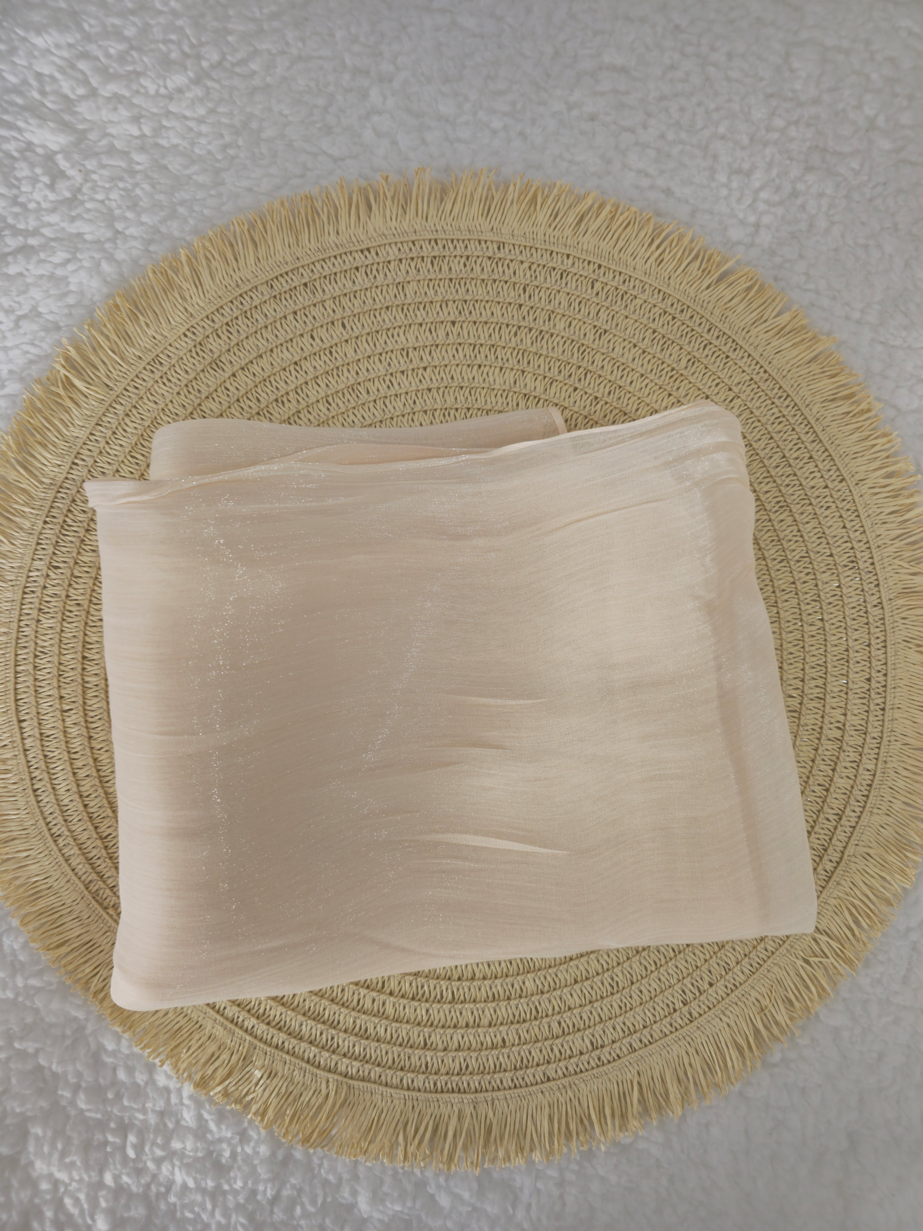 1pc Premium Cream Shimmer Satin Hijab – Smooth, Shiny, Elegant Headscarf for Women | Elanee Modest