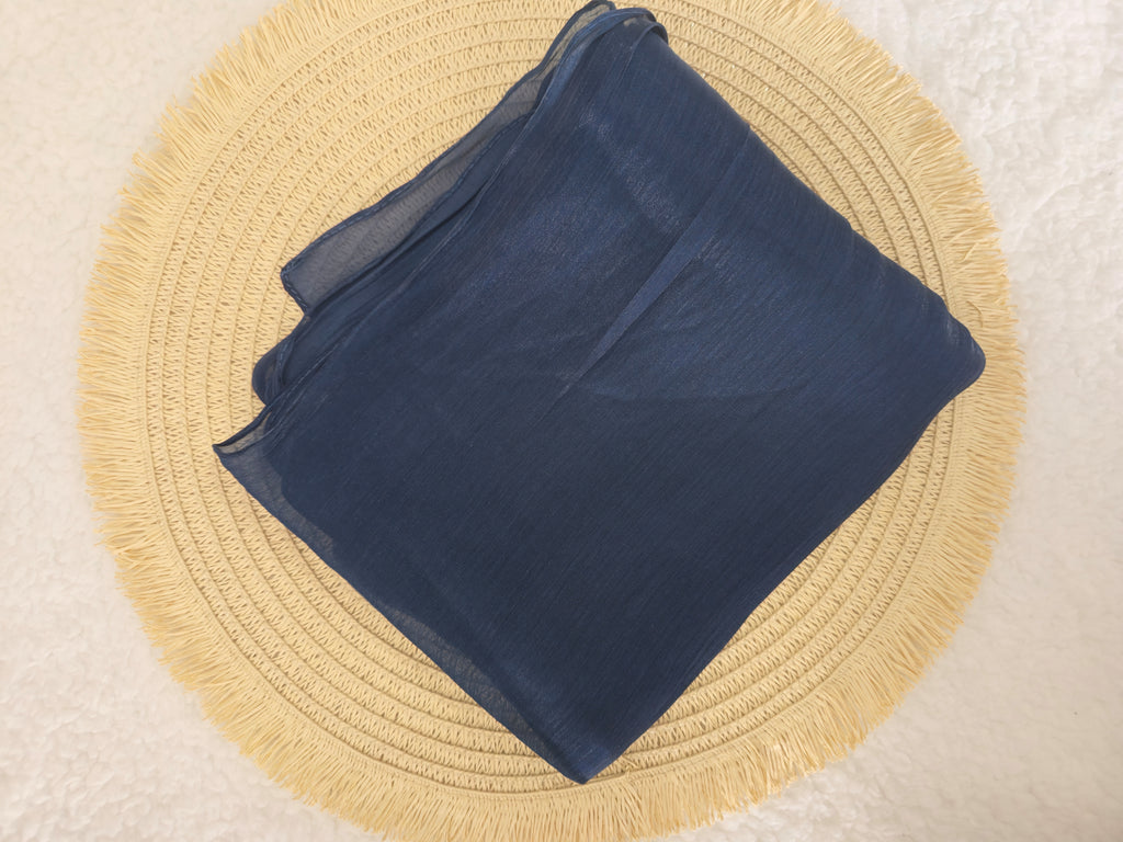 1pc Premium Navy Blue Shimmer Satin Hijab – Smooth, Shiny, Elegant Headscarf for Women | Elanee Modest
