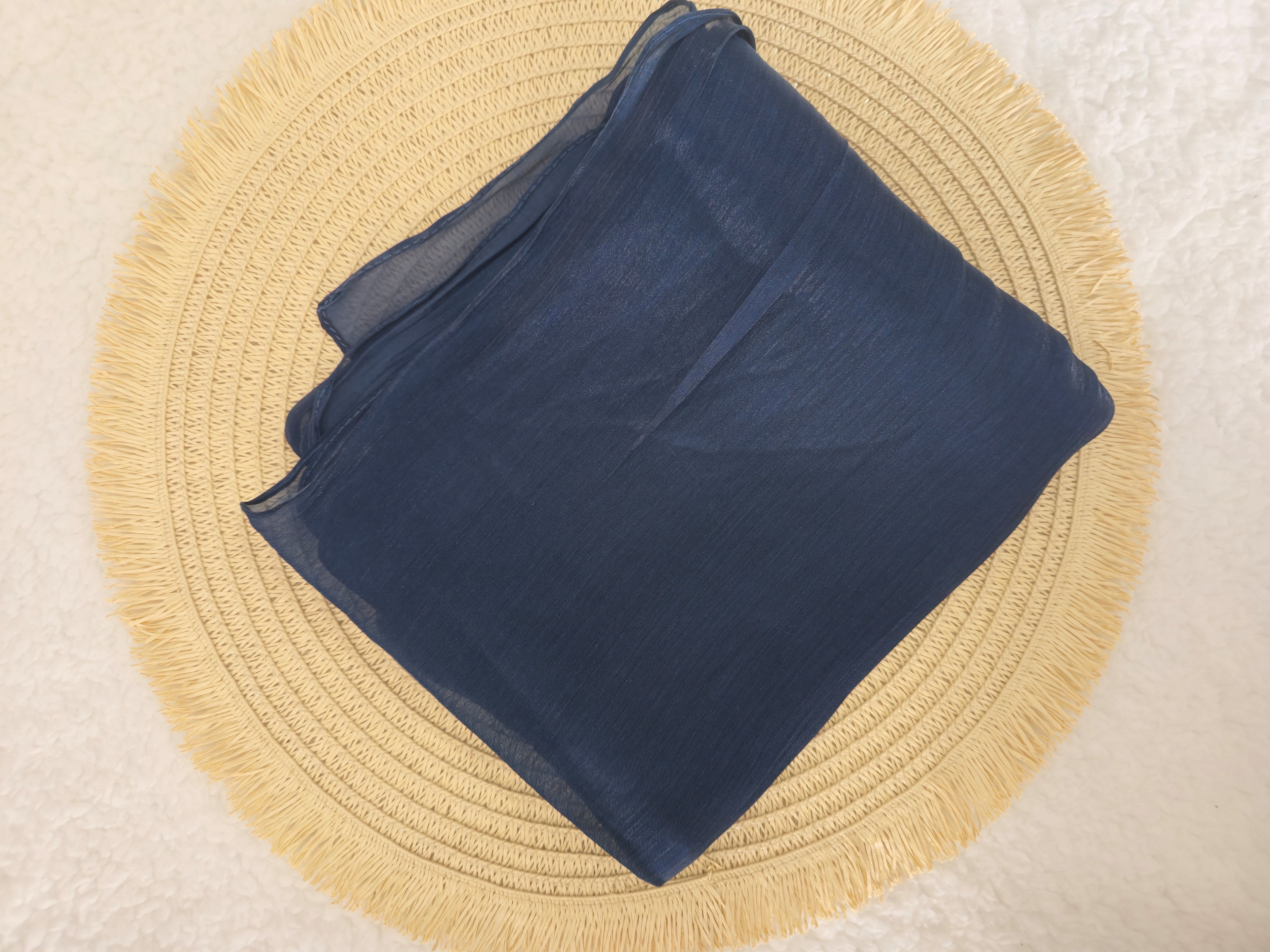 1pc Premium Navy Blue Shimmer Satin Hijab – Smooth, Shiny, Elegant Headscarf for Women | Elanee Modest