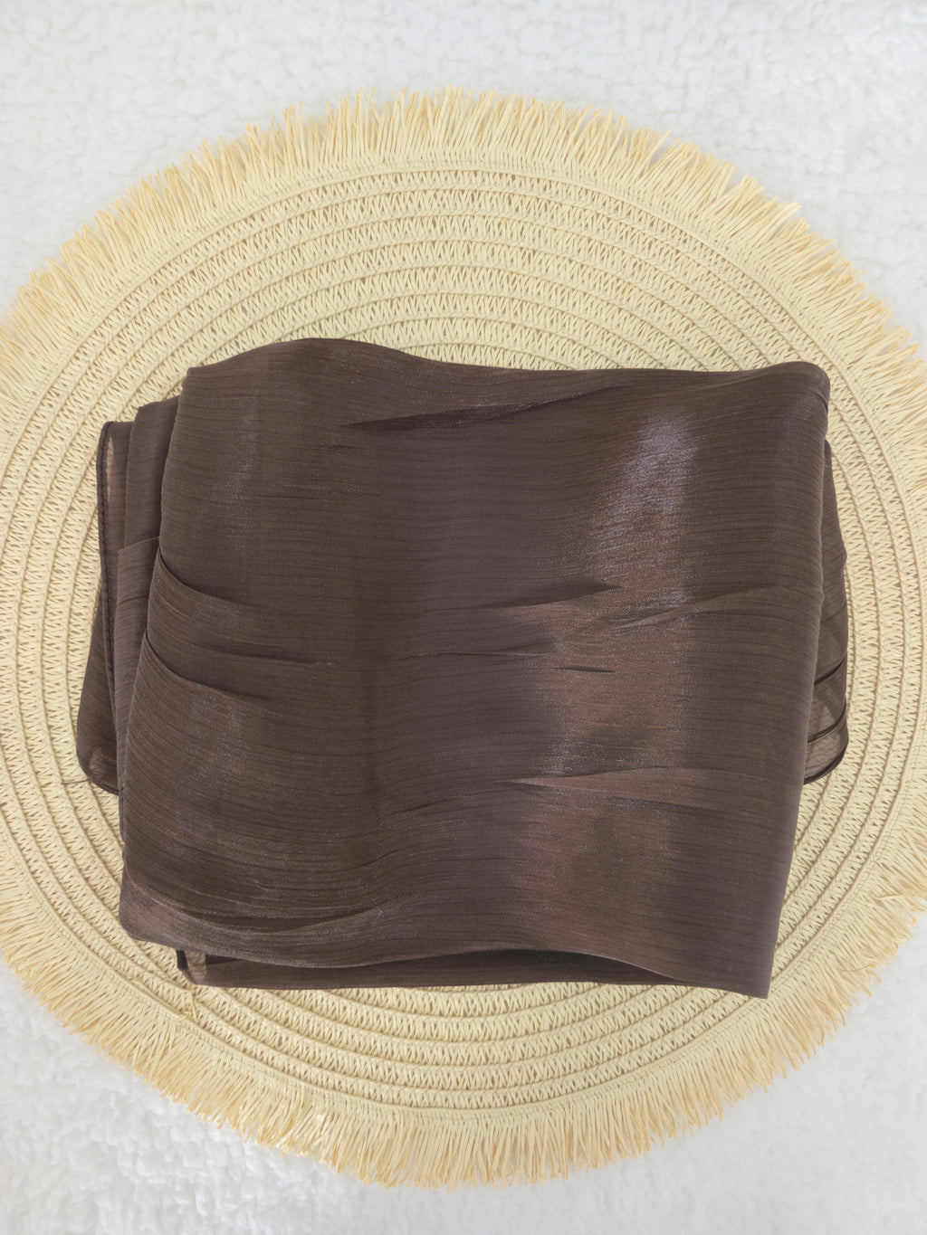 1pc Premium Mocha Shimmer Satin Hijab – Smooth, Shiny, Elegant Headscarf for Women | Elanee Modest