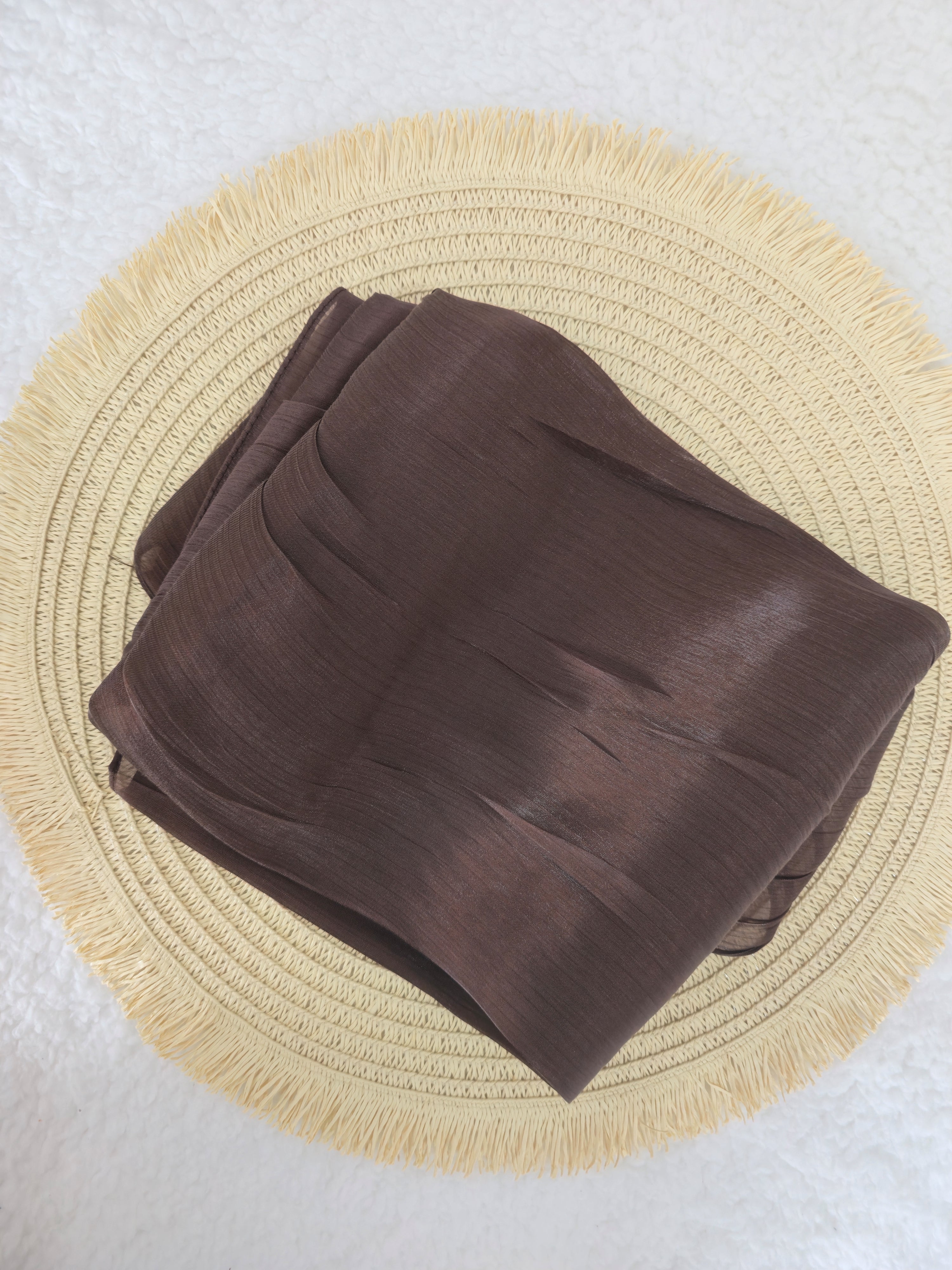1pc Premium Mocha Shimmer Satin Hijab – Smooth, Shiny, Elegant Headscarf for Women | Elanee Modest