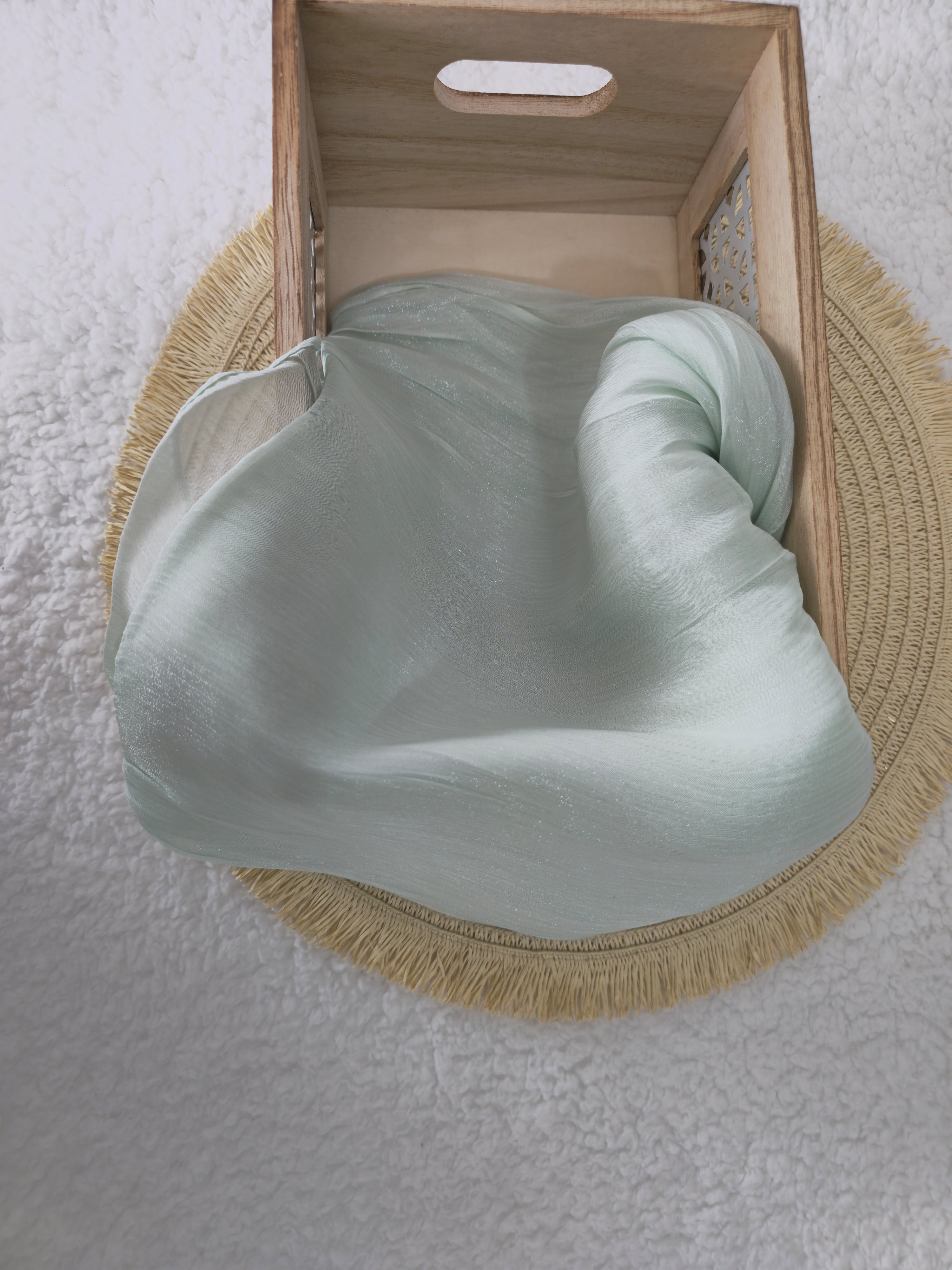 1pc Premium Sage Green Shimmer Satin Hijab – Smooth, Shiny, Elegant Headscarf for Women | Elanee Modest