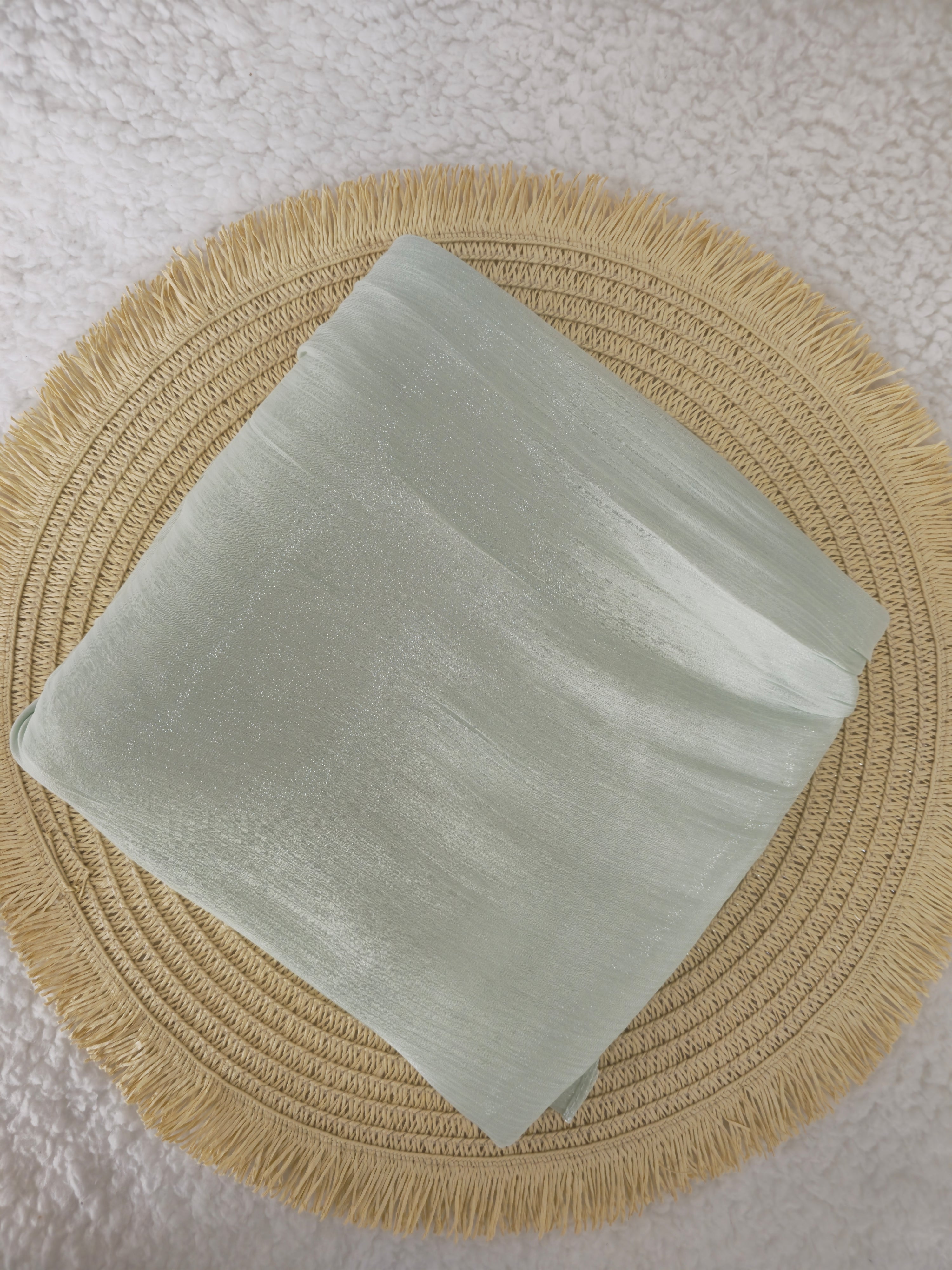 1pc Premium Sage Green Shimmer Satin Hijab – Smooth, Shiny, Elegant Headscarf for Women | Elanee Modest