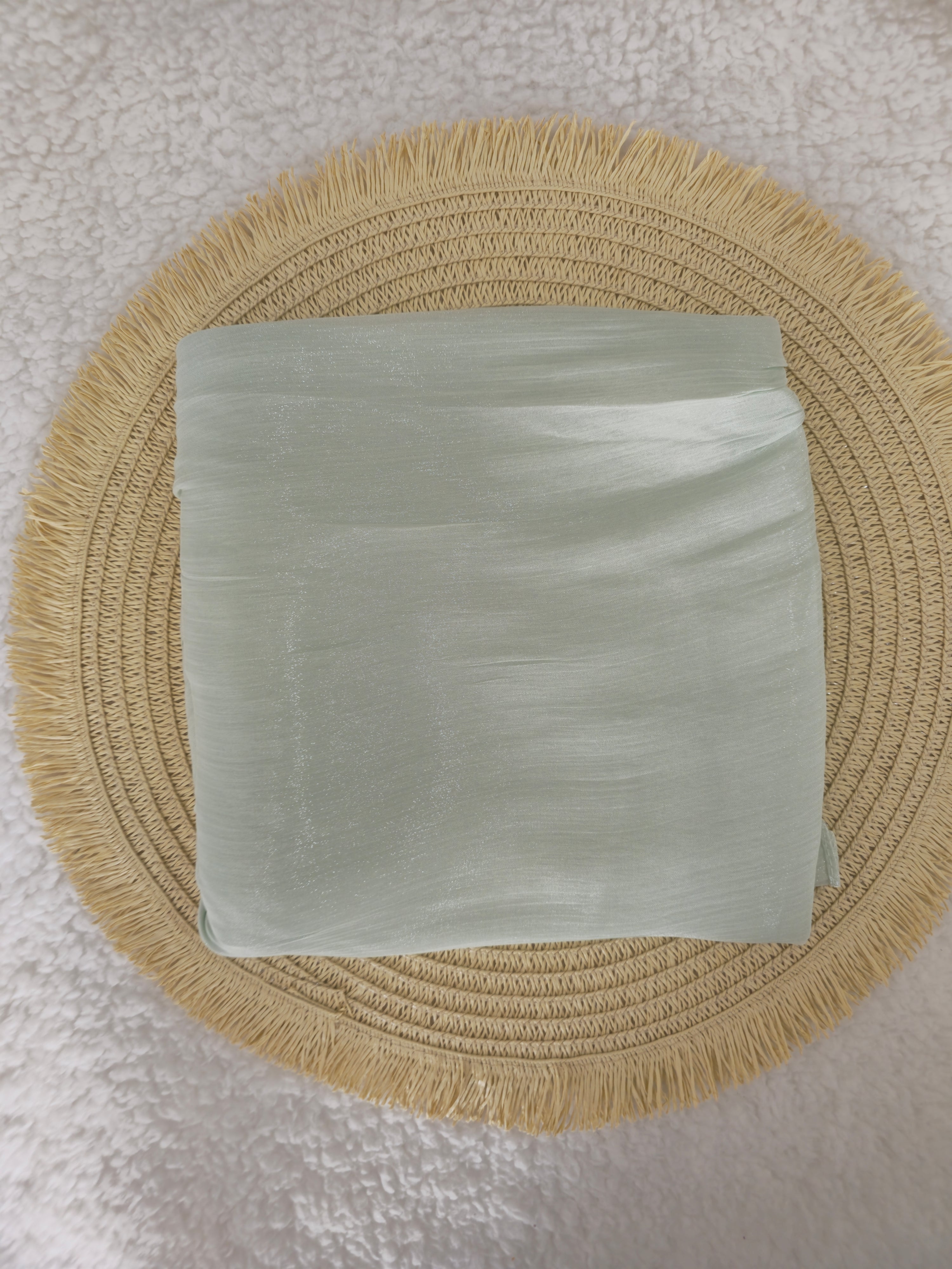 1pc Premium Sage Green Shimmer Satin Hijab – Smooth, Shiny, Elegant Headscarf for Women | Elanee Modest