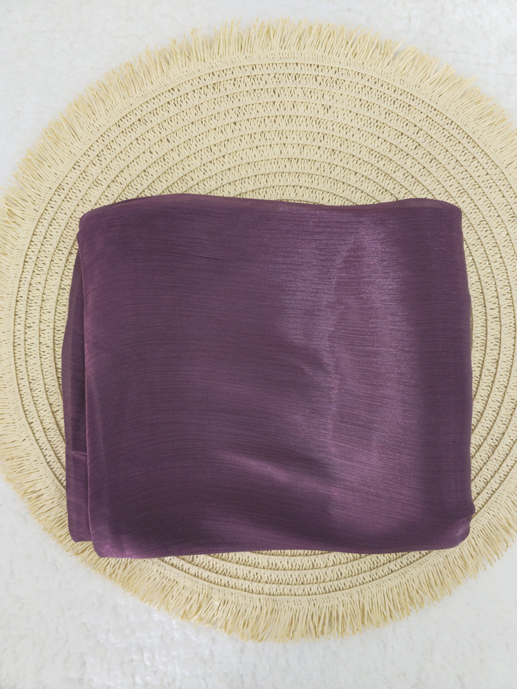 1pc Premium Deep Plum Shimmer Satin Hijab – Smooth, Shiny, Elegant Headscarf for Women | Elanee Modest