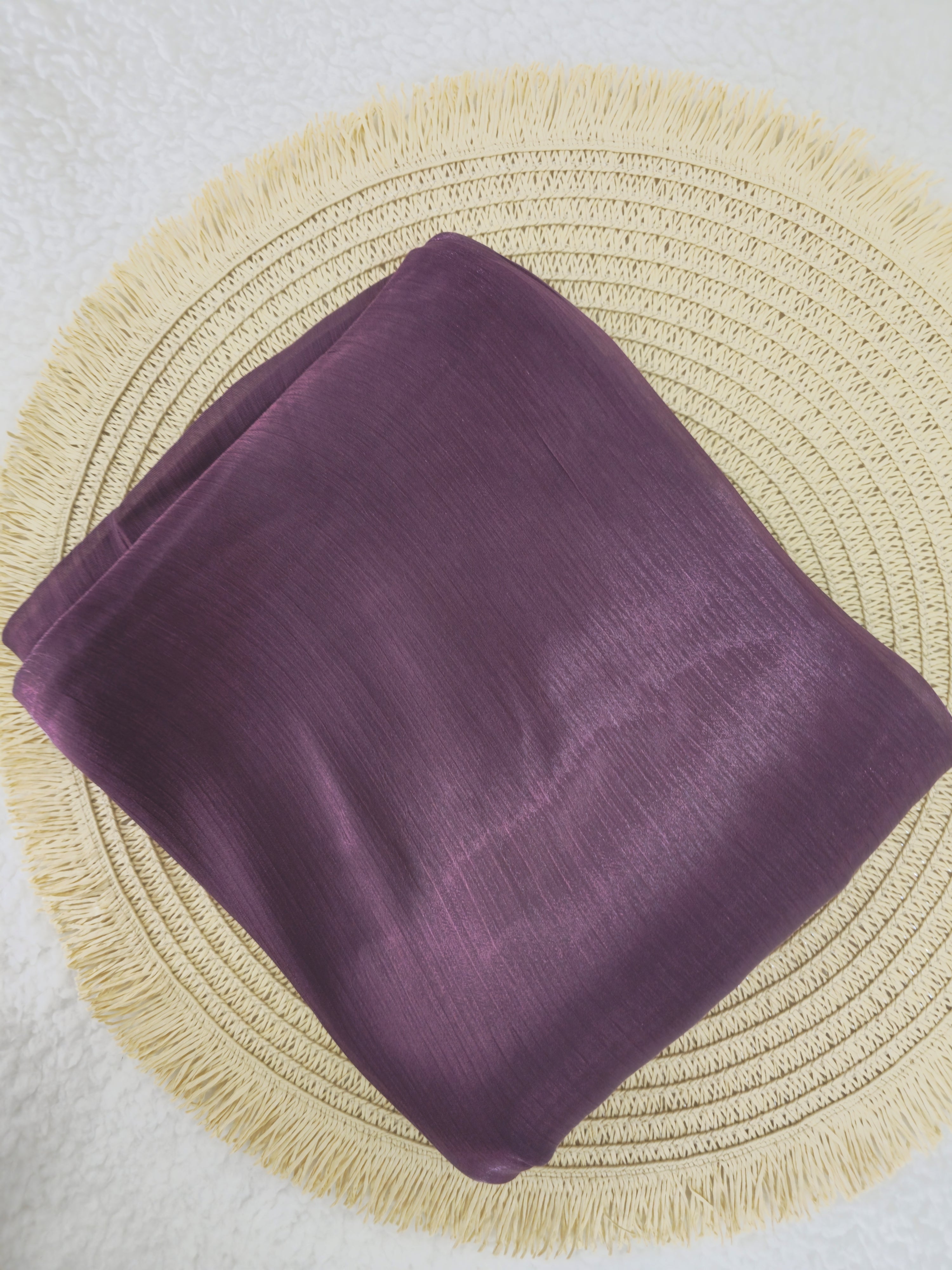 1pc Premium Deep Plum Shimmer Satin Hijab – Smooth, Shiny, Elegant Headscarf for Women | Elanee Modest