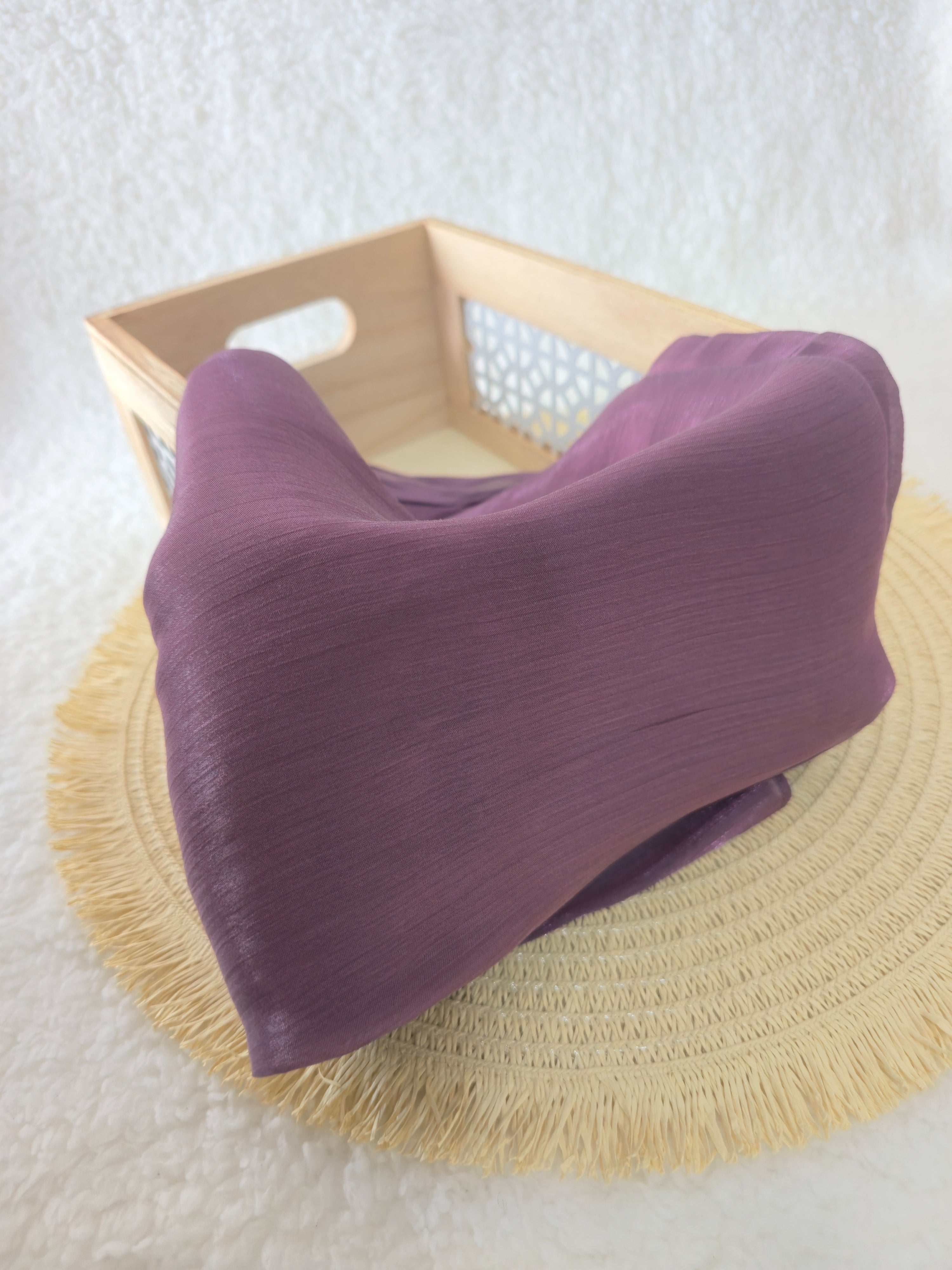 1pc Premium Deep Plum Shimmer Satin Hijab – Smooth, Shiny, Elegant Headscarf for Women | Elanee Modest