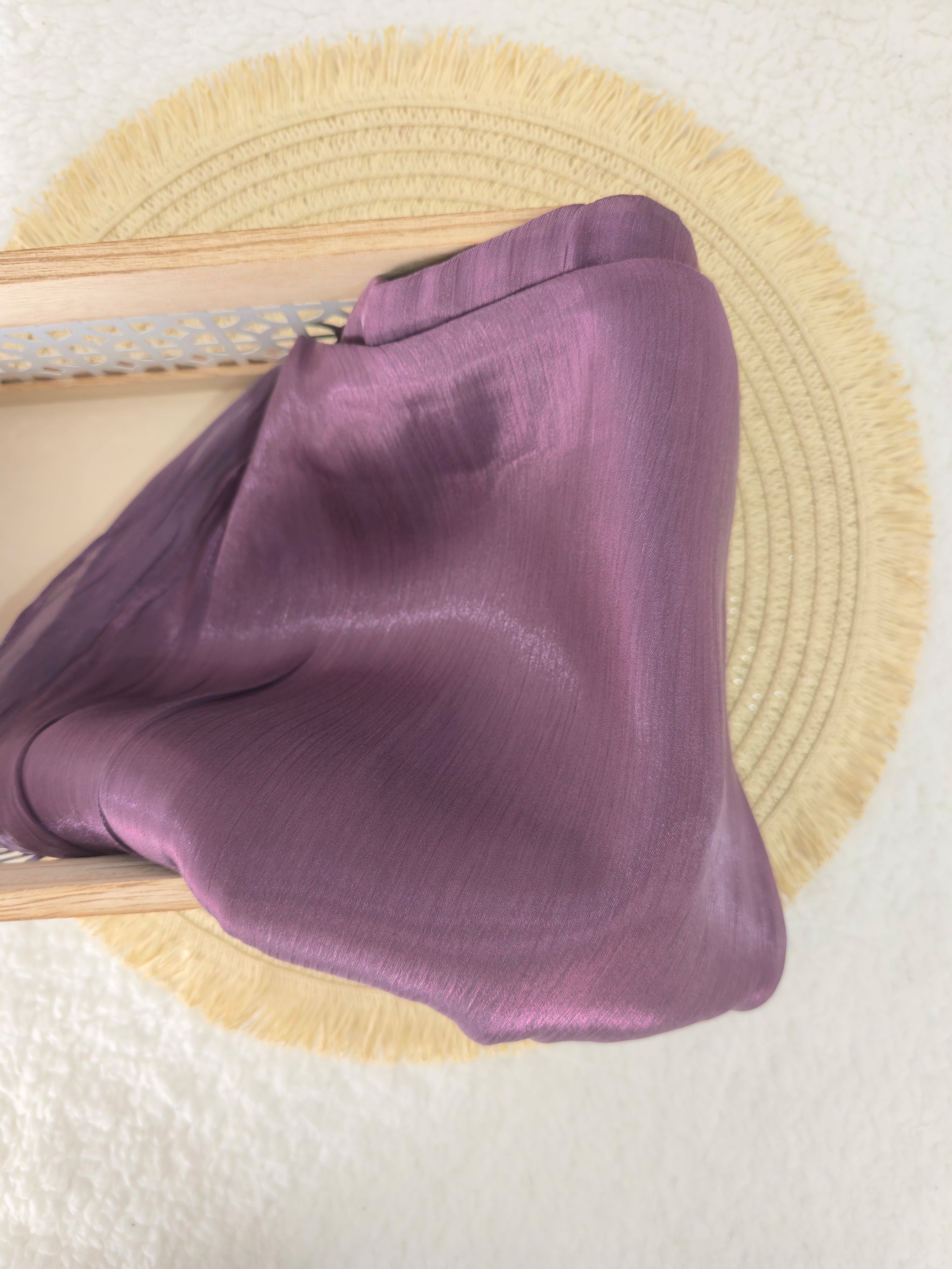 1pc Premium Deep Plum Shimmer Satin Hijab – Smooth, Shiny, Elegant Headscarf for Women | Elanee Modest